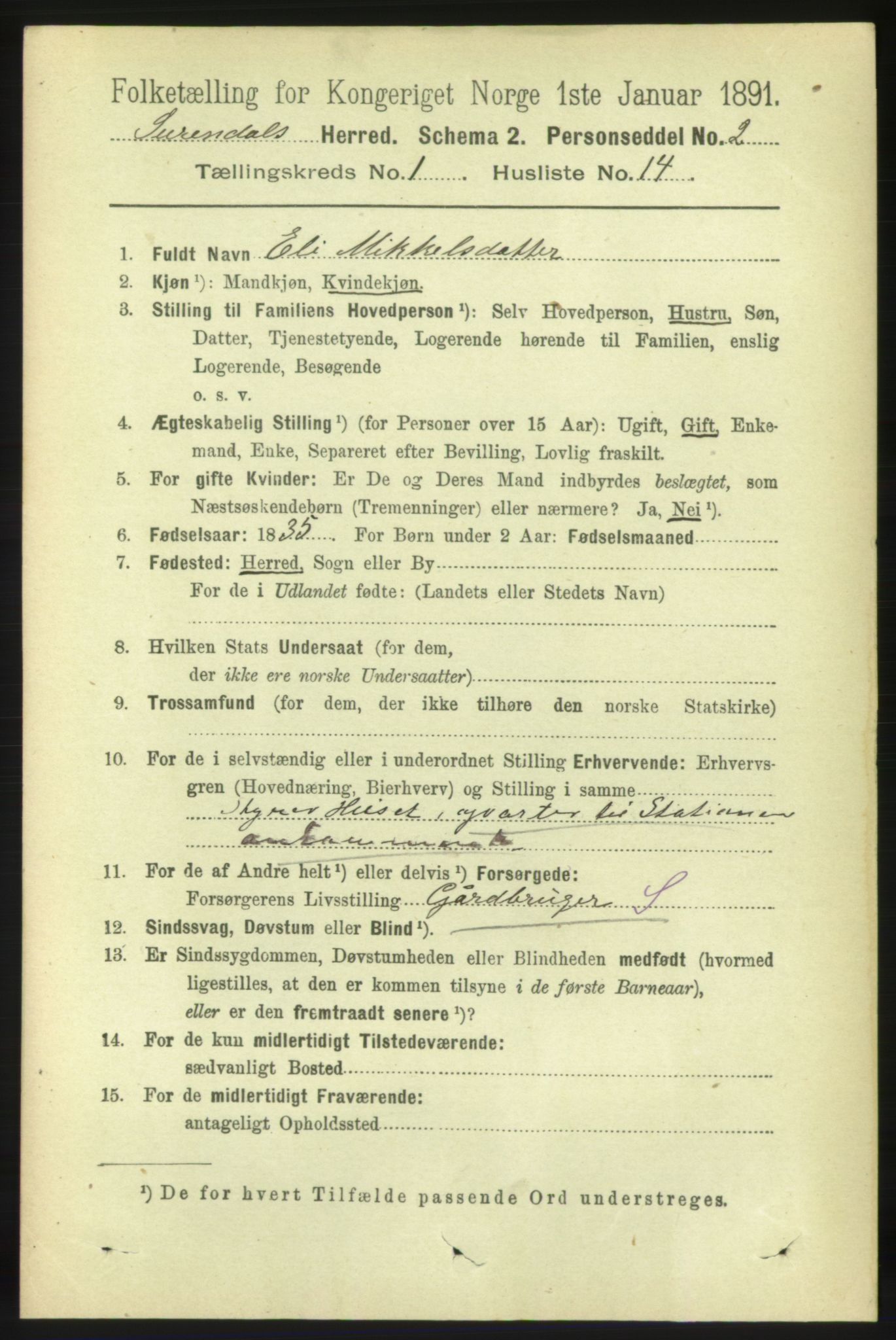 RA, 1891 census for 1566 Surnadal, 1891, p. 198