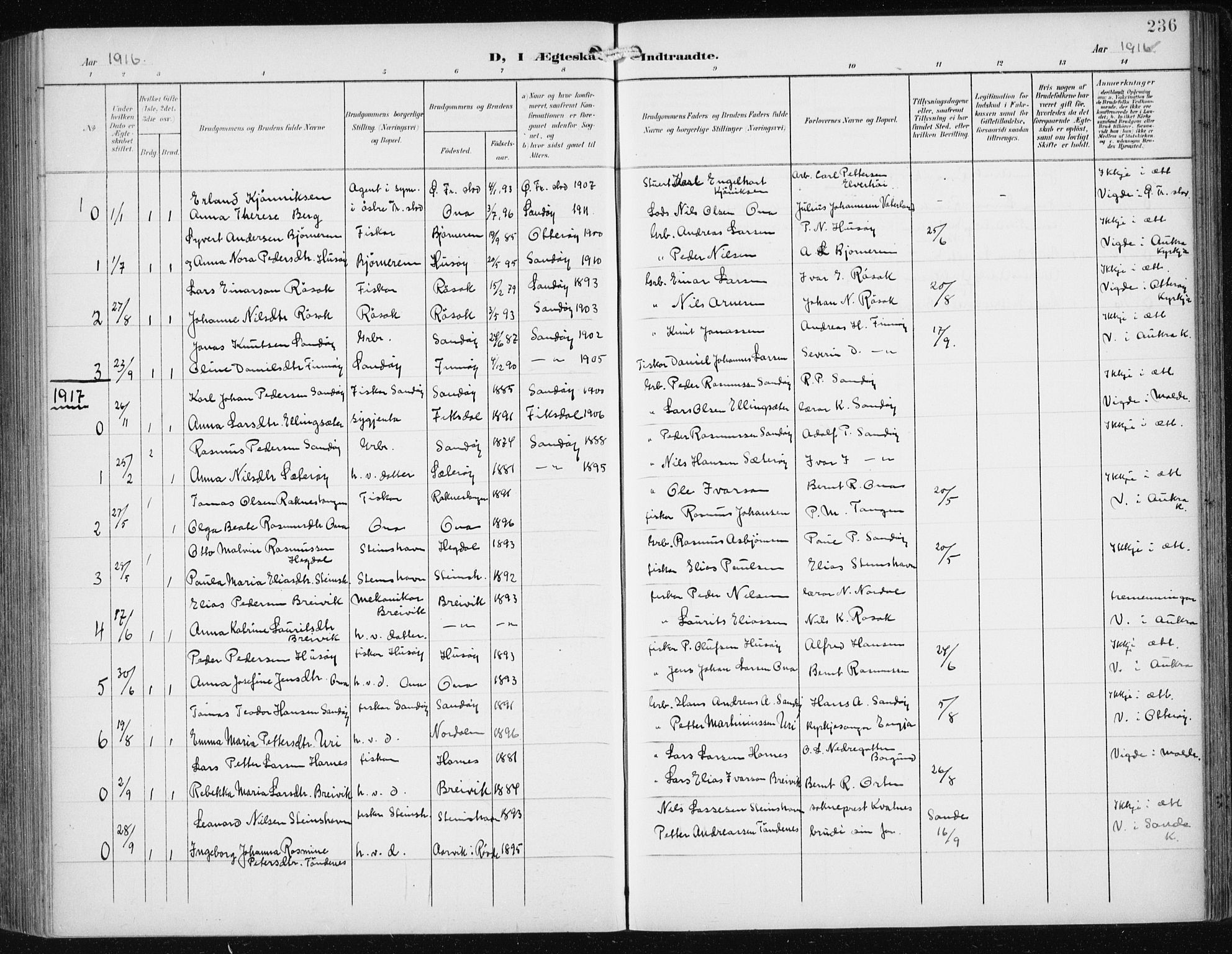 Ministerialprotokoller, klokkerbøker og fødselsregistre - Møre og Romsdal, SAT/A-1454/561/L0733: Parish register (copy) no. 561C03, 1900-1940, p. 236