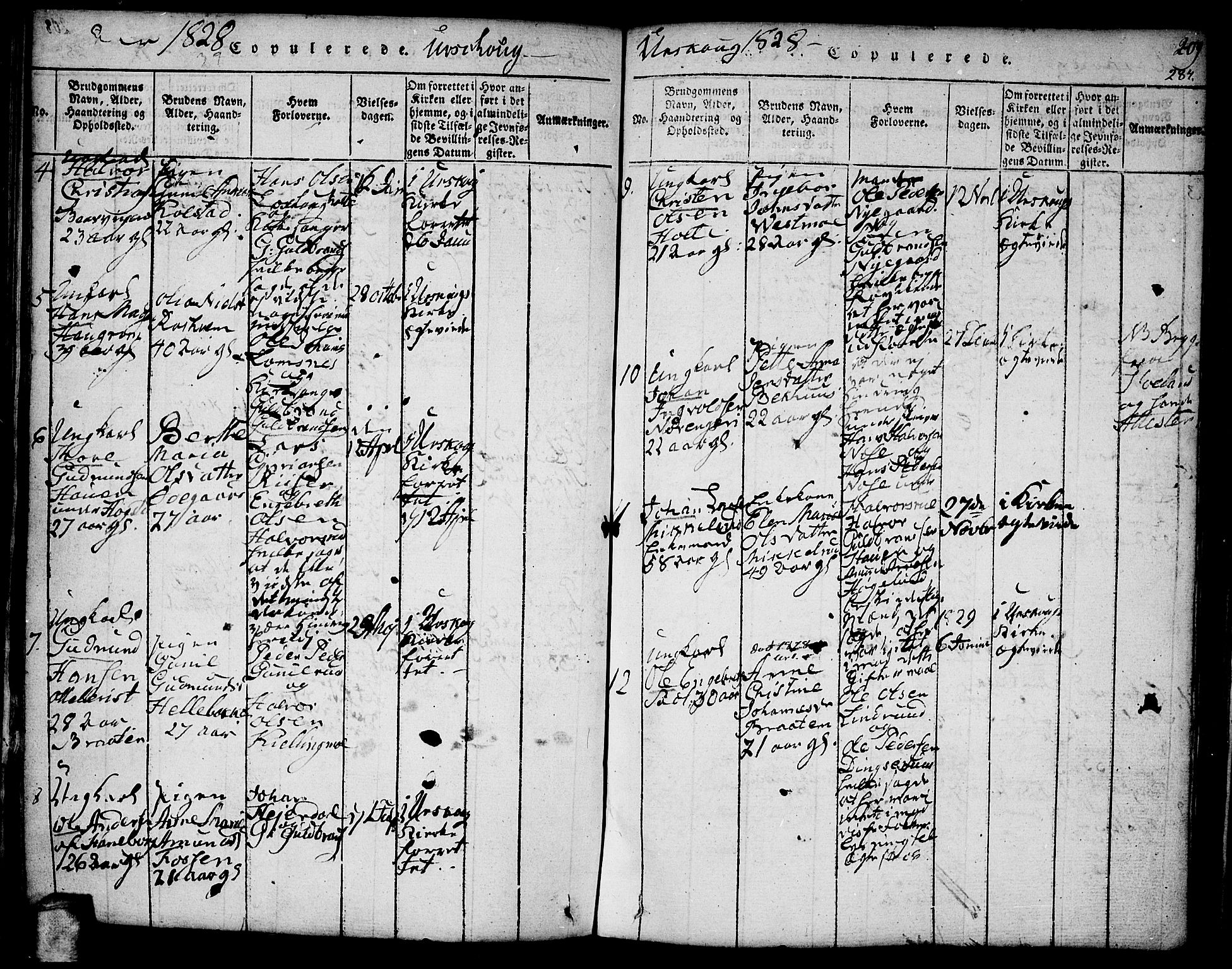Aurskog prestekontor Kirkebøker, SAO/A-10304a/F/Fa/L0005: Parish register (official) no. I 5, 1814-1829, p. 284