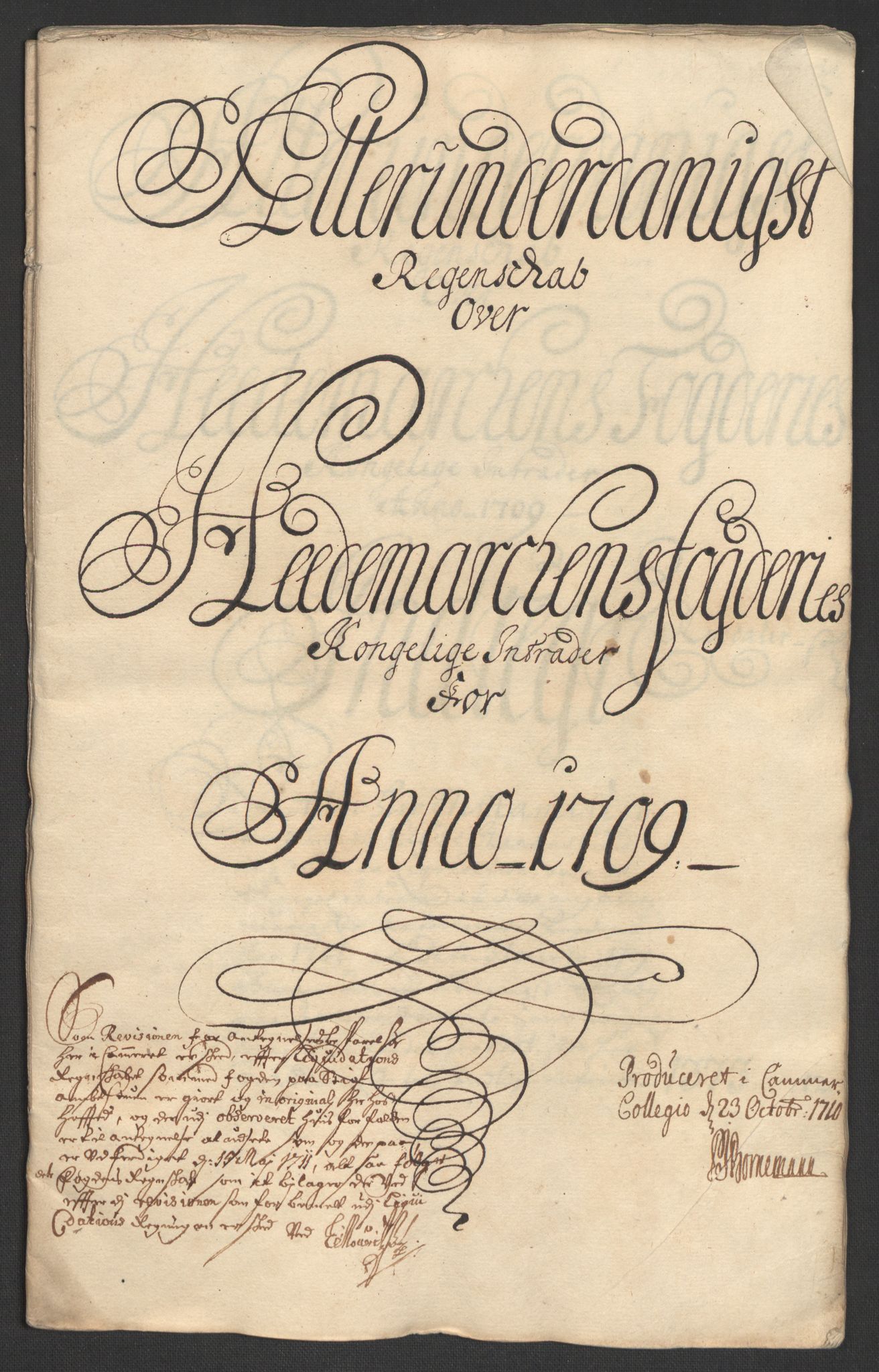 Rentekammeret inntil 1814, Reviderte regnskaper, Fogderegnskap, RA/EA-4092/R16/L1045: Fogderegnskap Hedmark, 1709, p. 3