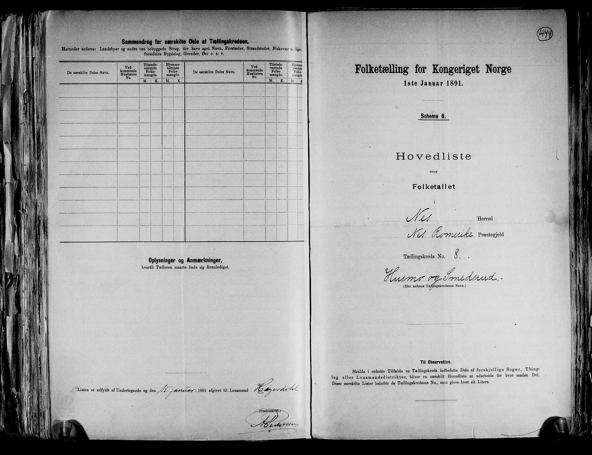 RA, 1891 census for 0236 Nes, 1891, p. 23