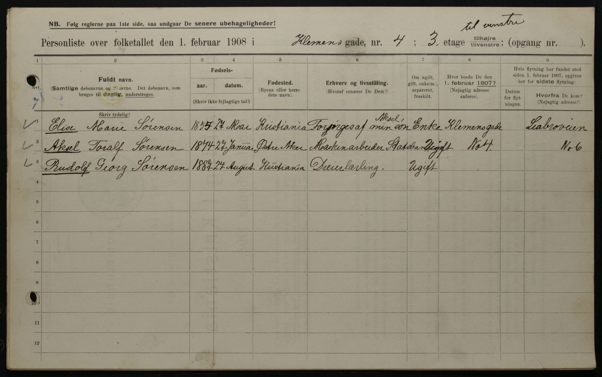 OBA, Municipal Census 1908 for Kristiania, 1908, p. 12033