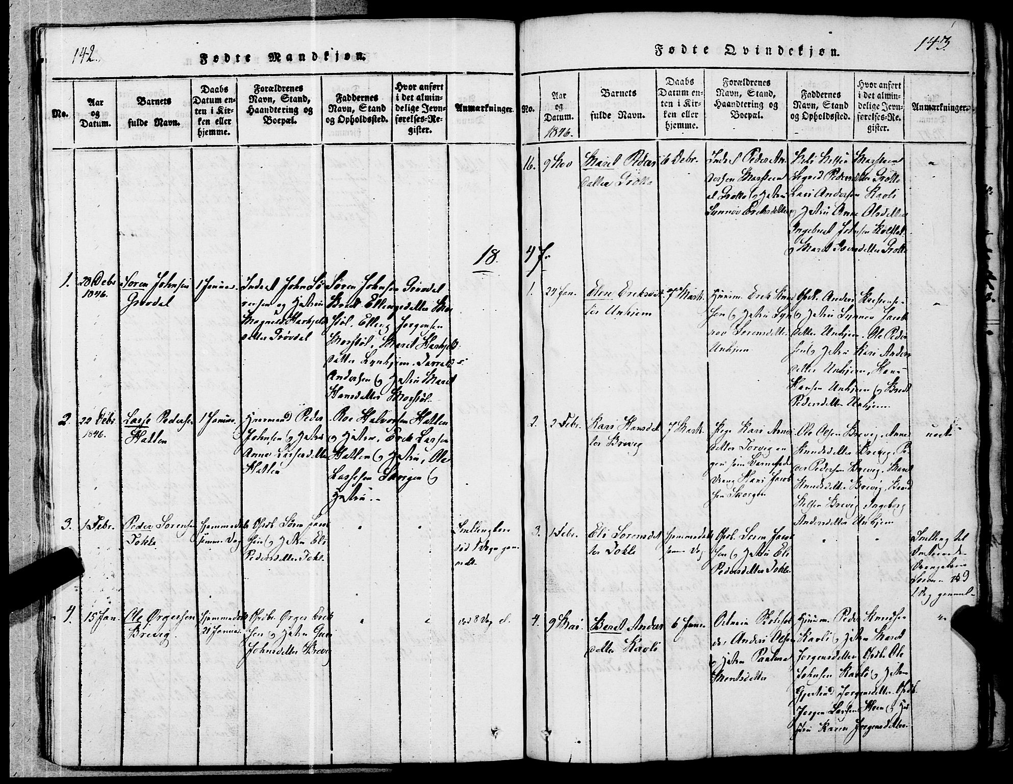 Ministerialprotokoller, klokkerbøker og fødselsregistre - Møre og Romsdal, AV/SAT-A-1454/545/L0585: Parish register (official) no. 545A01, 1818-1853, p. 142-143