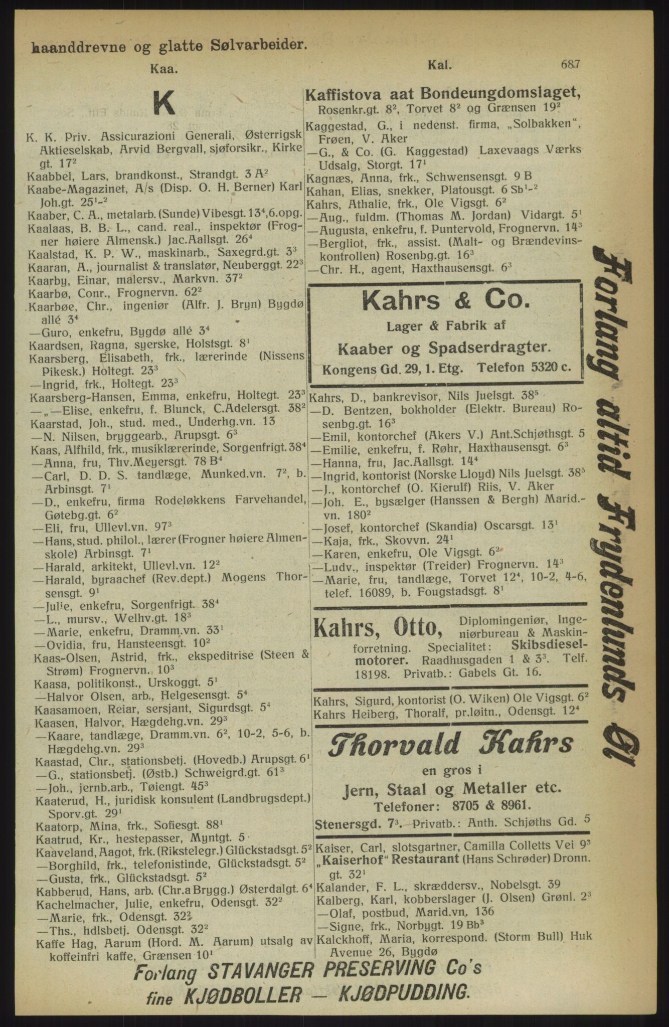 Kristiania/Oslo adressebok, PUBL/-, 1914, p. 687