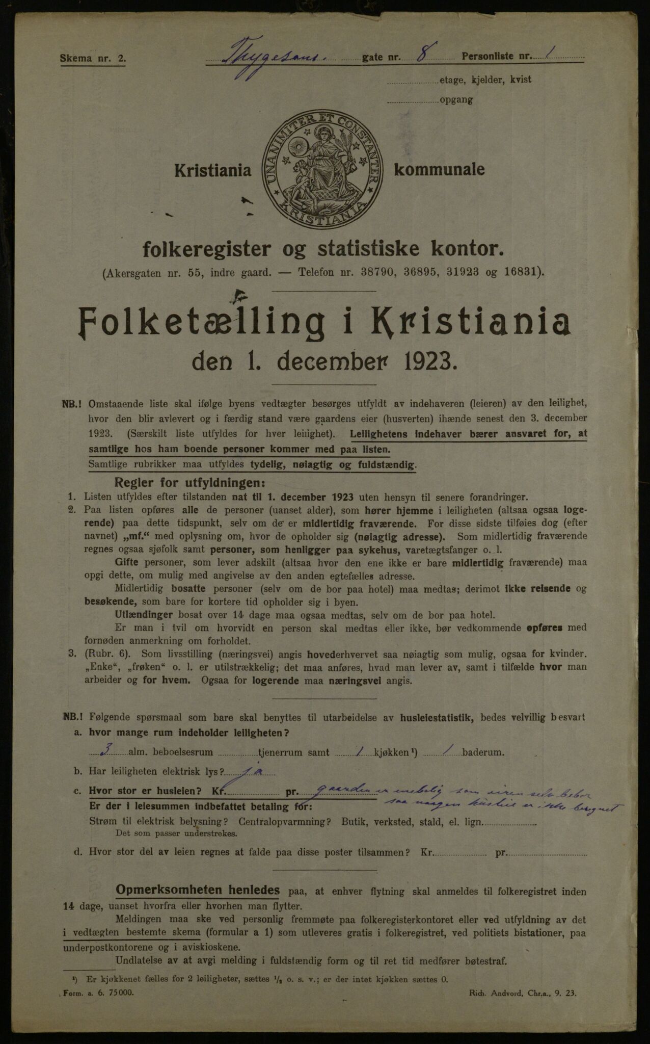 OBA, Municipal Census 1923 for Kristiania, 1923, p. 123219