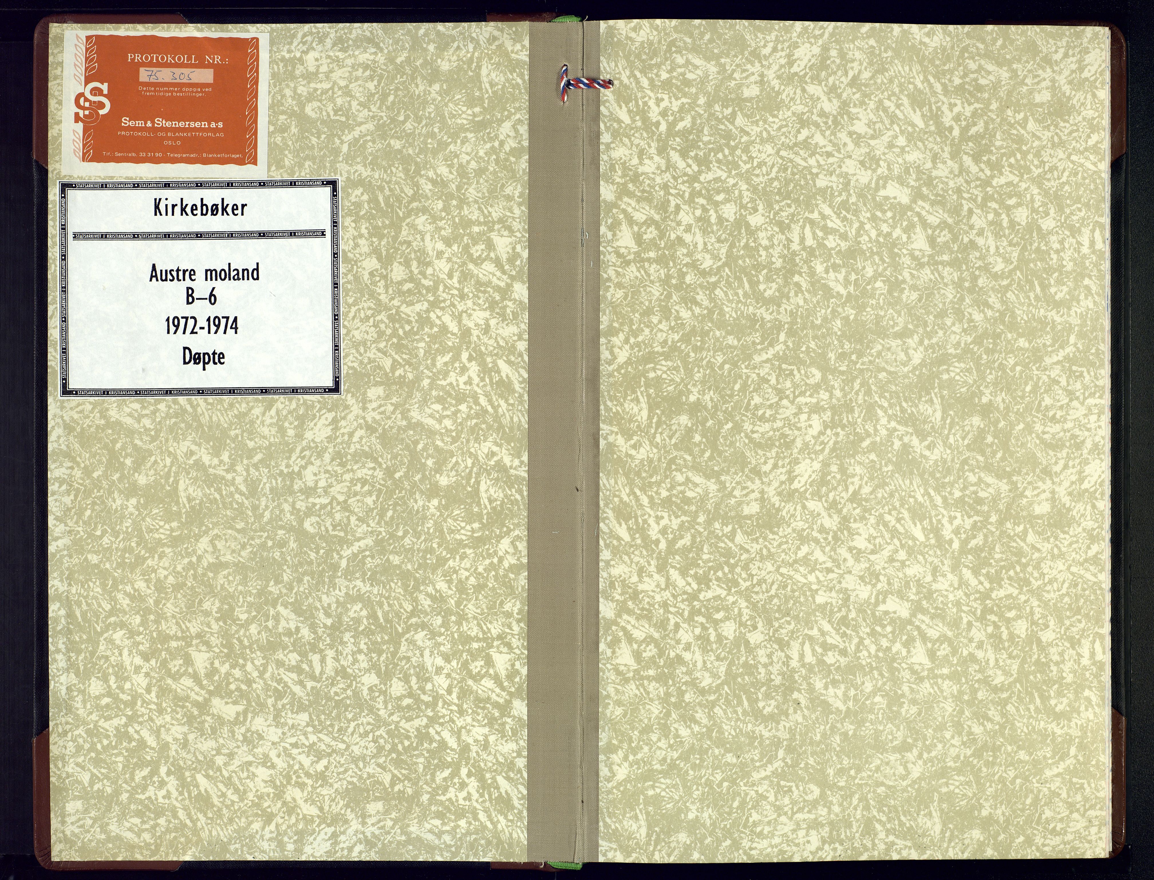 Austre Moland sokneprestkontor, SAK/1111-0001/F/Fb/Fba/L0007: Parish register (copy) no. B-6, 1972-1974