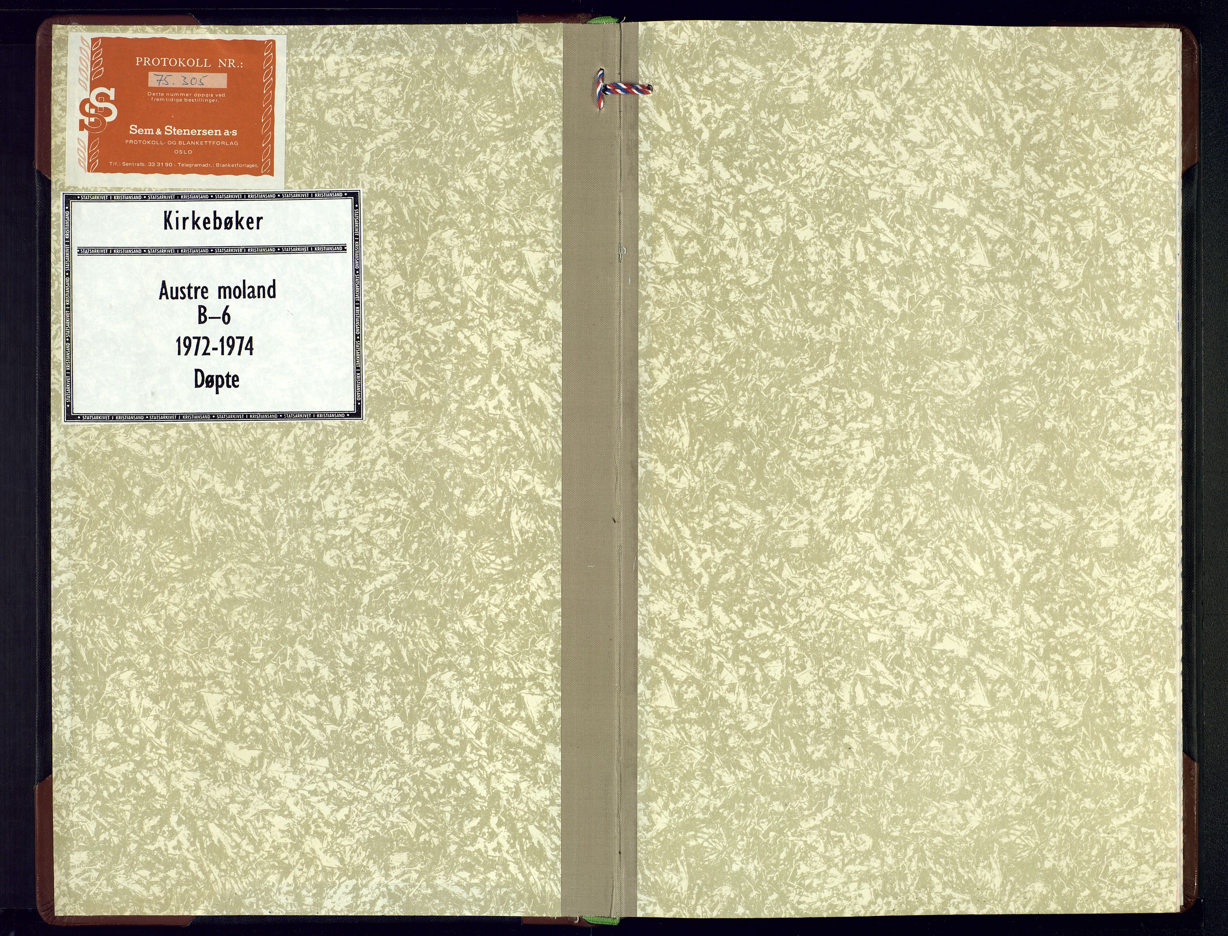 Austre Moland sokneprestkontor, AV/SAK-1111-0001/F/Fb/Fba/L0007: Parish register (copy) no. B-6, 1972-1974