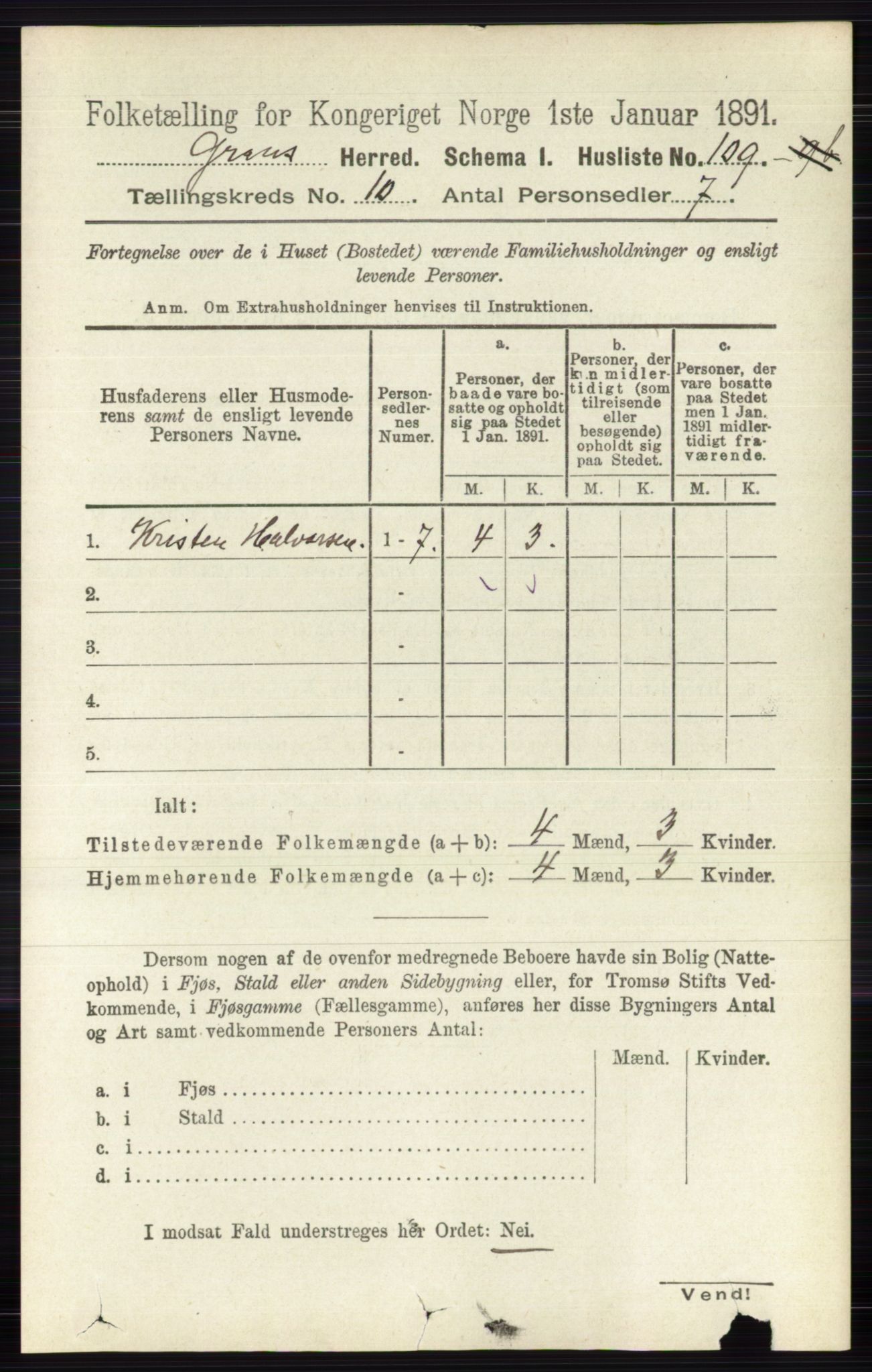 RA, 1891 census for 0534 Gran, 1891, p. 4678