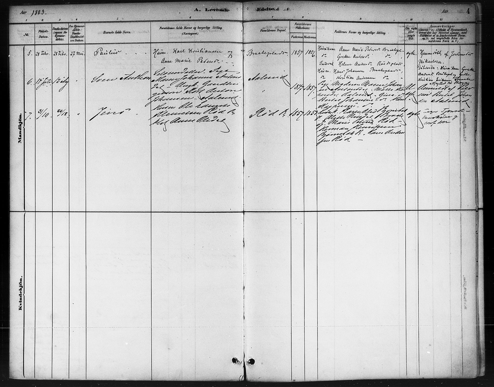 Ås prestekontor Kirkebøker, AV/SAO-A-10894/F/Fc/L0001: Parish register (official) no. III 1, 1881-1891, p. 4