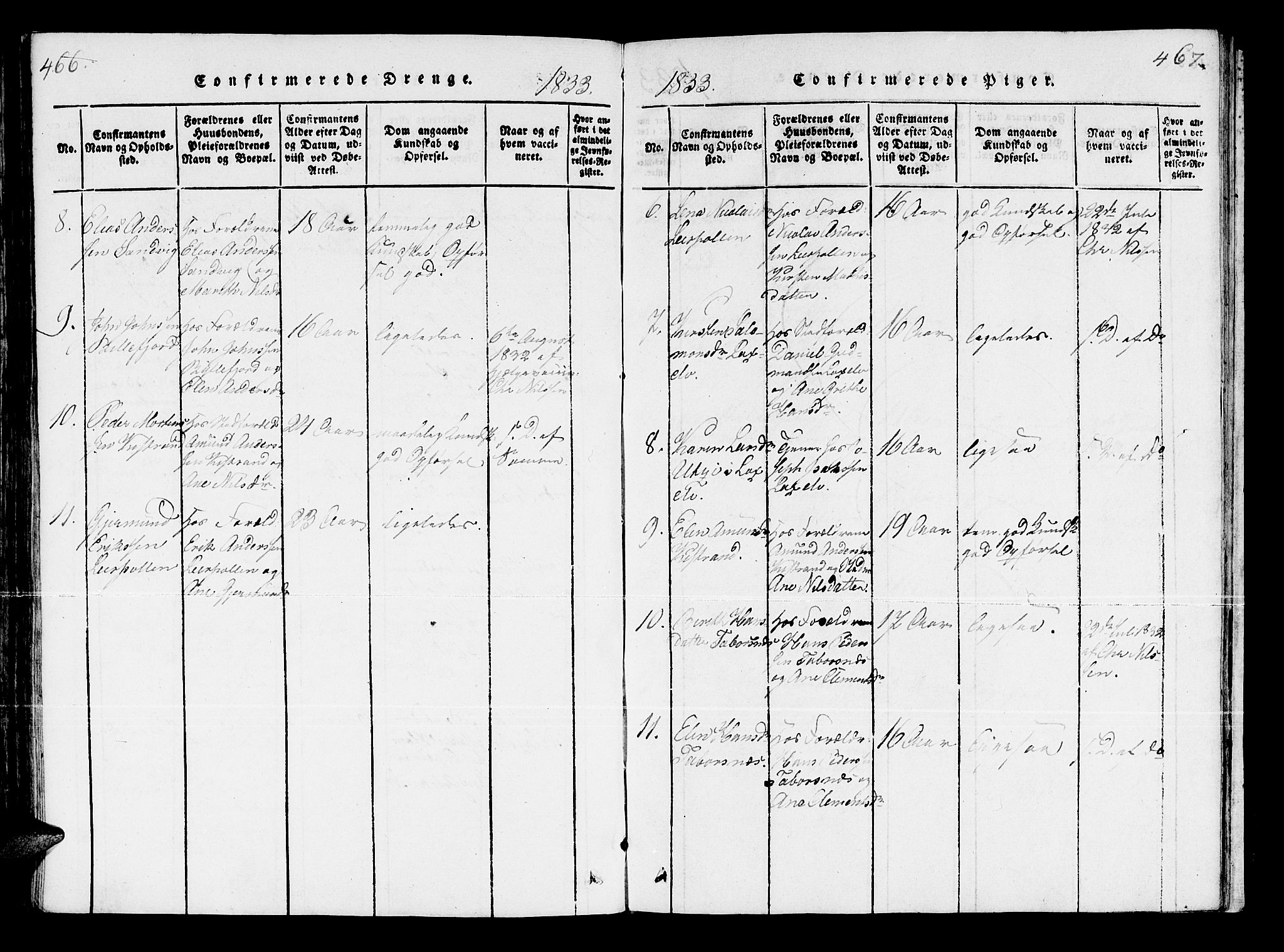 Kistrand/Porsanger sokneprestembete, AV/SATØ-S-1351/H/Ha/L0003.kirke: Parish register (official) no. 3, 1825-1842, p. 466-467