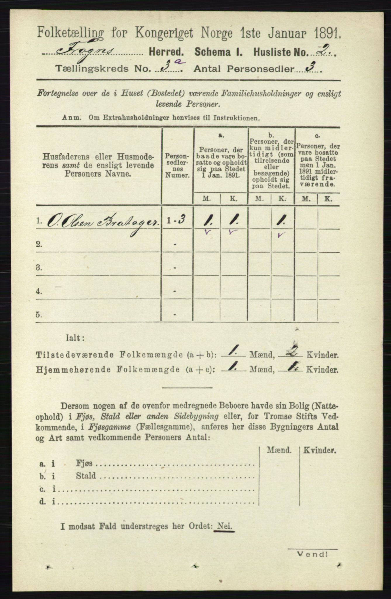 RA, 1891 census for 0215 Frogn, 1891, p. 1805