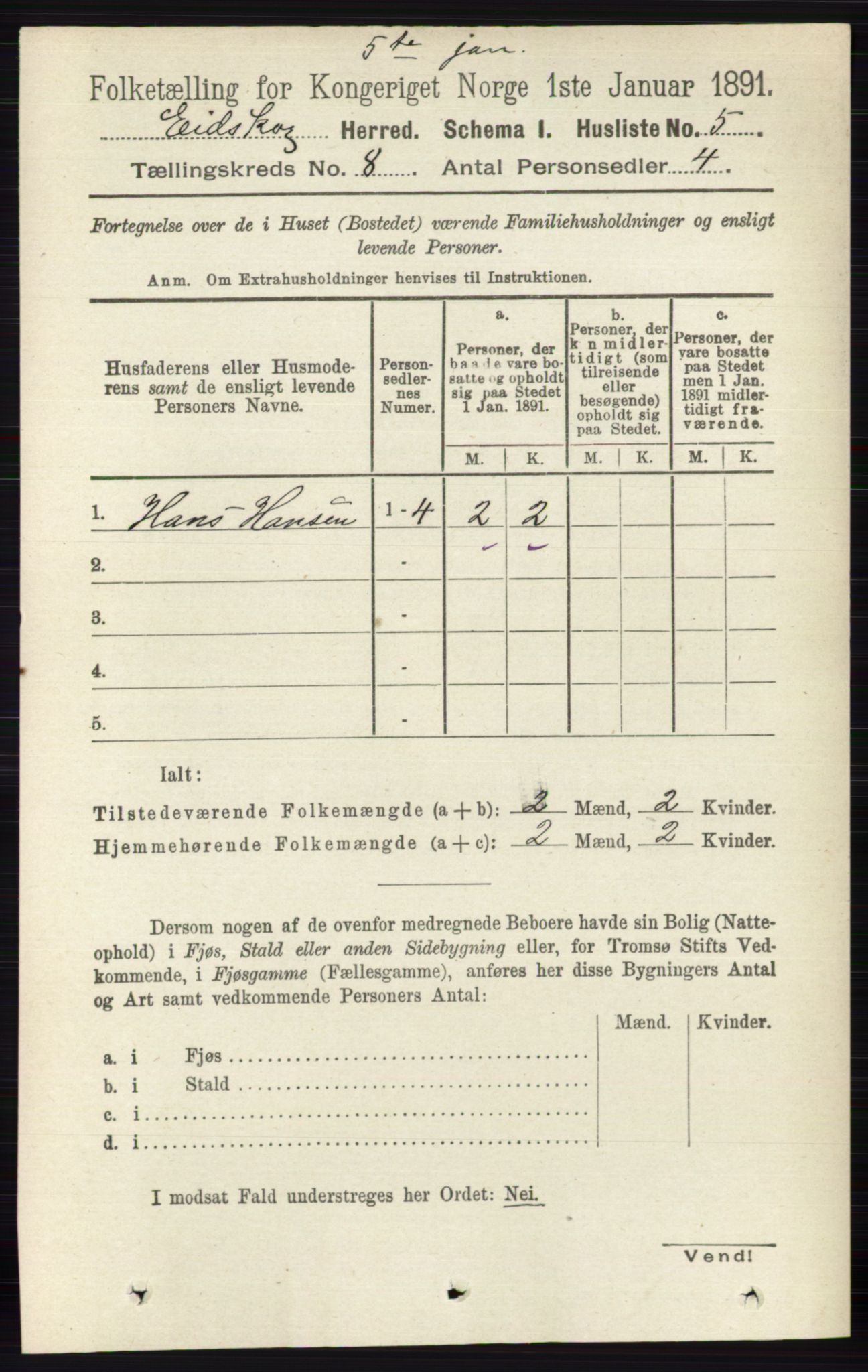 RA, 1891 census for 0420 Eidskog, 1891, p. 4425