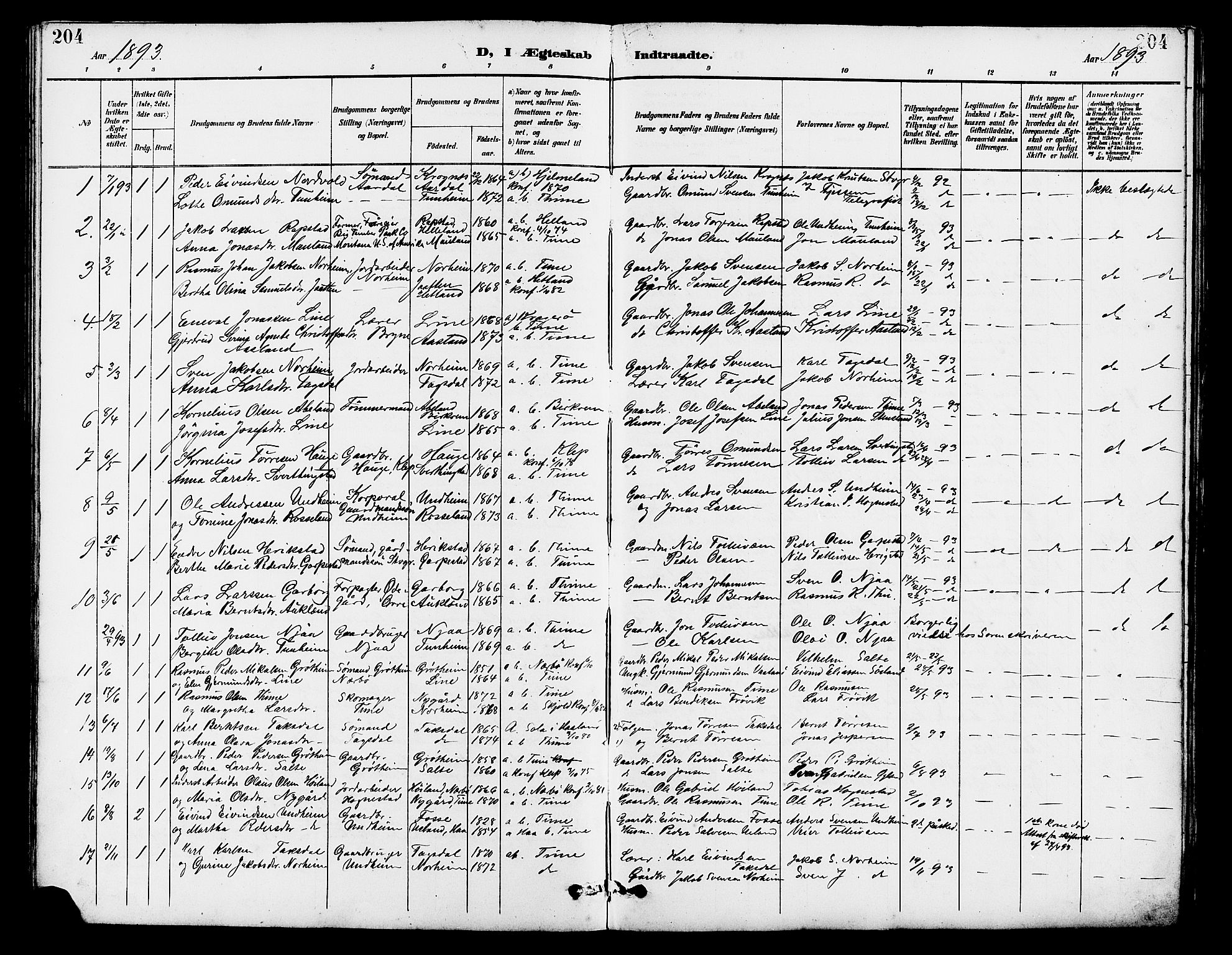Lye sokneprestkontor, SAST/A-101794/001/30BB/L0007: Parish register (copy) no. B 8, 1889-1909, p. 204