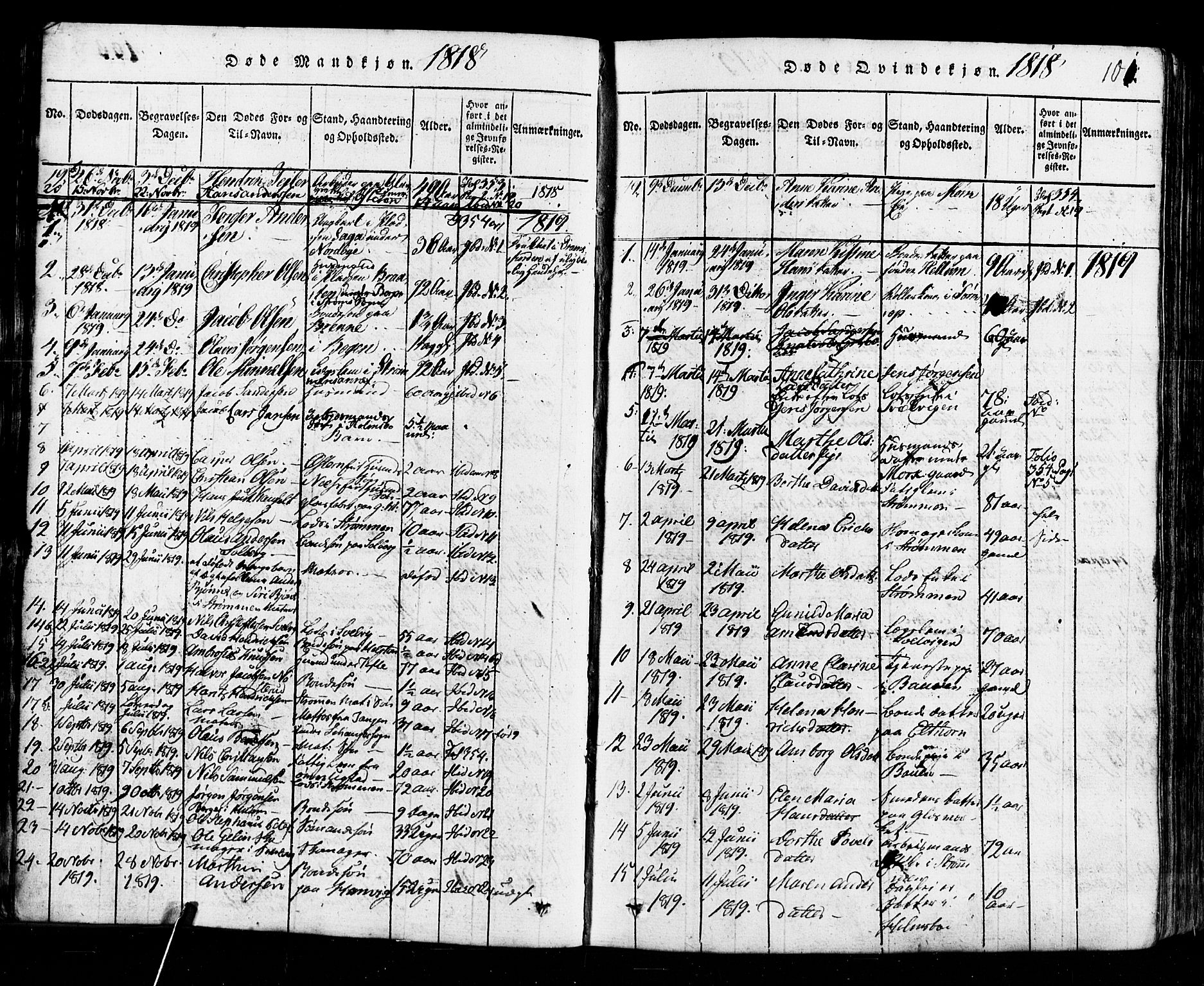 Hurum kirkebøker, AV/SAKO-A-229/G/Ga/L0001: Parish register (copy) no. I 1, 1816-1826, p. 101