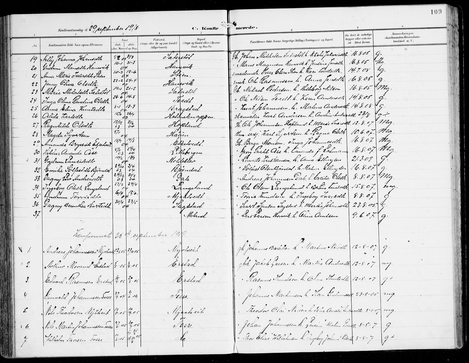 Alversund Sokneprestembete, AV/SAB-A-73901/H/Ha/Haa/Haac/L0002: Parish register (official) no. C 2, 1901-1921, p. 109