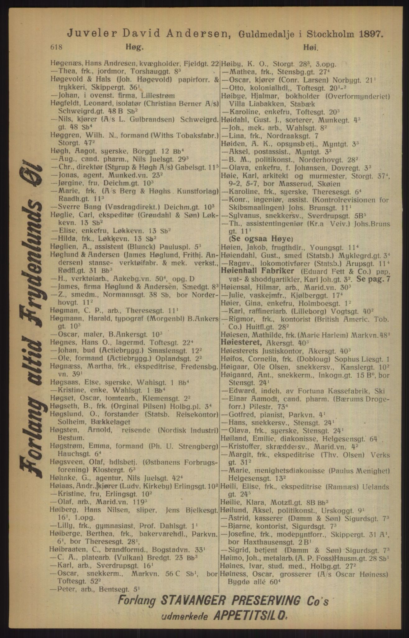 Kristiania/Oslo adressebok, PUBL/-, 1915, p. 618