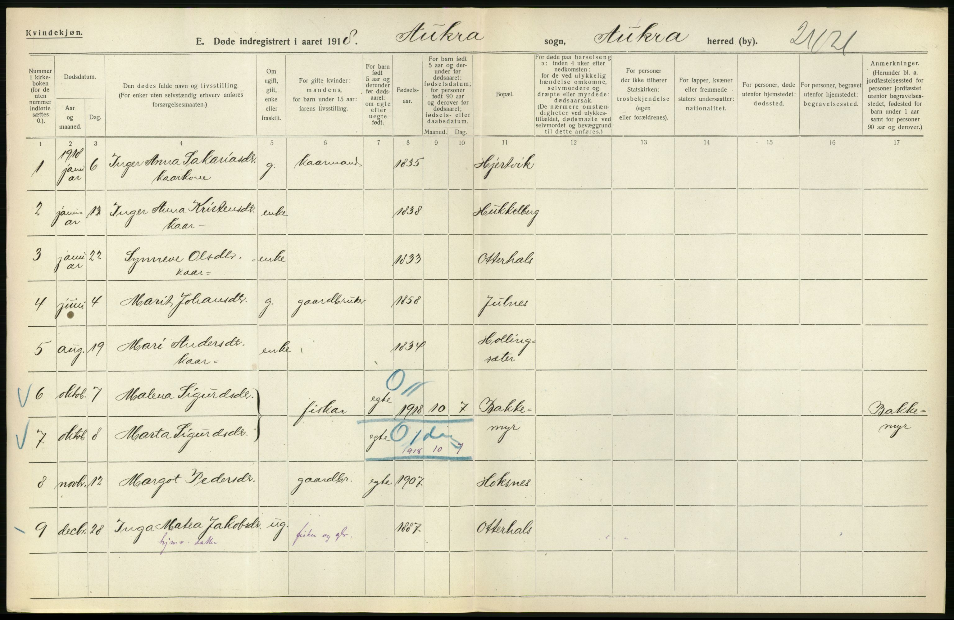 Statistisk sentralbyrå, Sosiodemografiske emner, Befolkning, AV/RA-S-2228/D/Df/Dfb/Dfbh/L0045: Møre fylke: Døde. Bygder og byer., 1918, p. 180