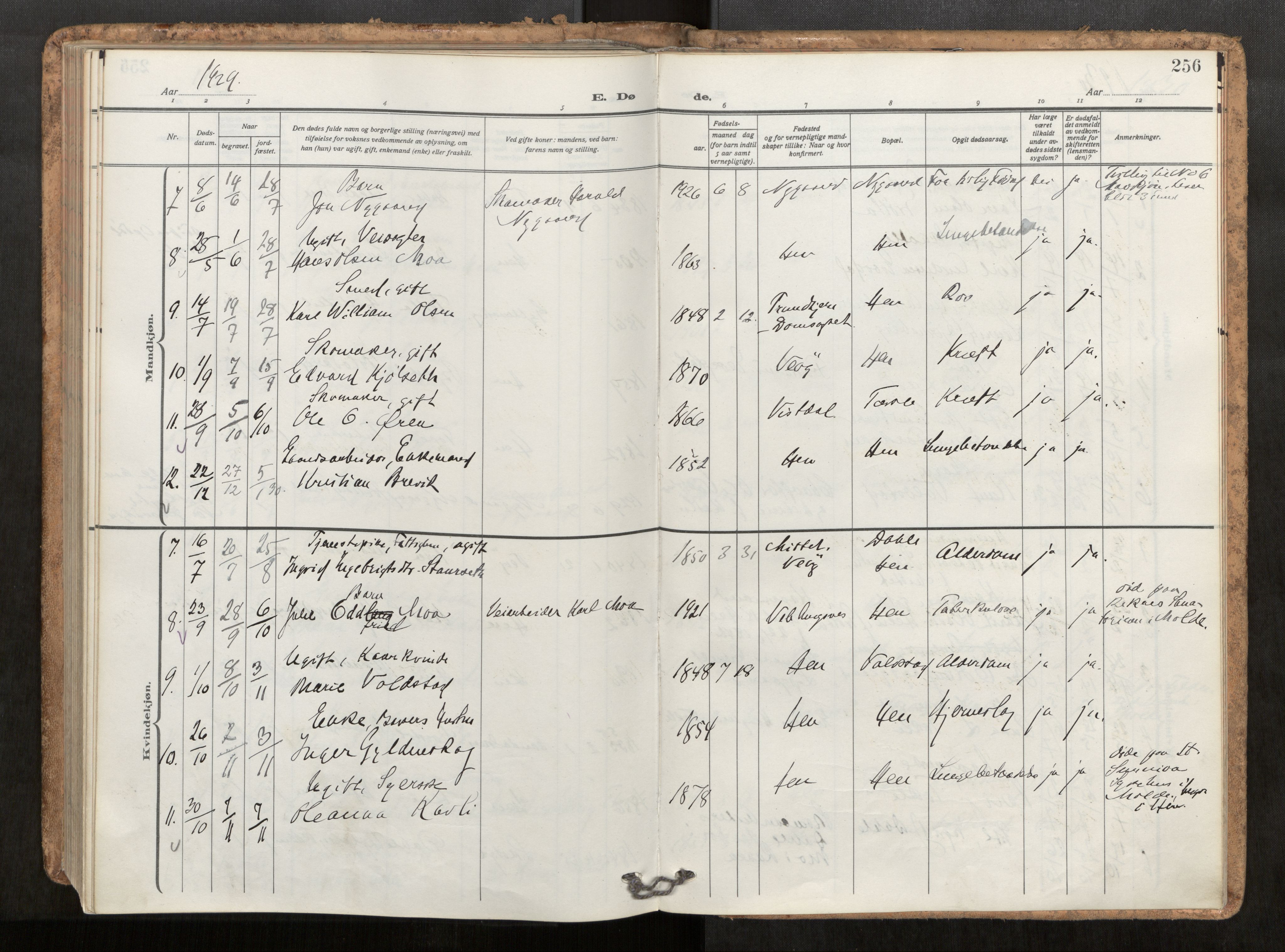 Ministerialprotokoller, klokkerbøker og fødselsregistre - Møre og Romsdal, AV/SAT-A-1454/545/L0596: Parish register (official) no. 545A04, 1921-1956, p. 256