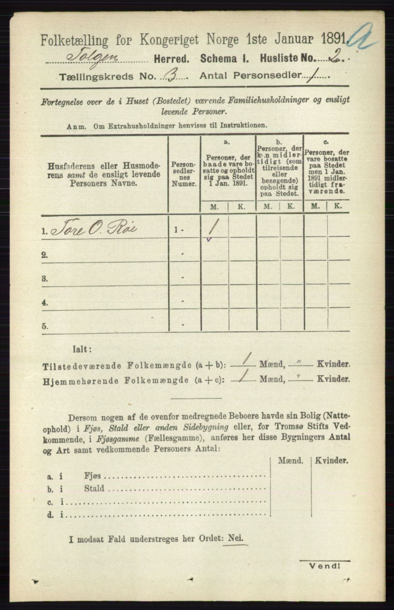RA, 1891 census for 0436 Tolga, 1891, p. 499