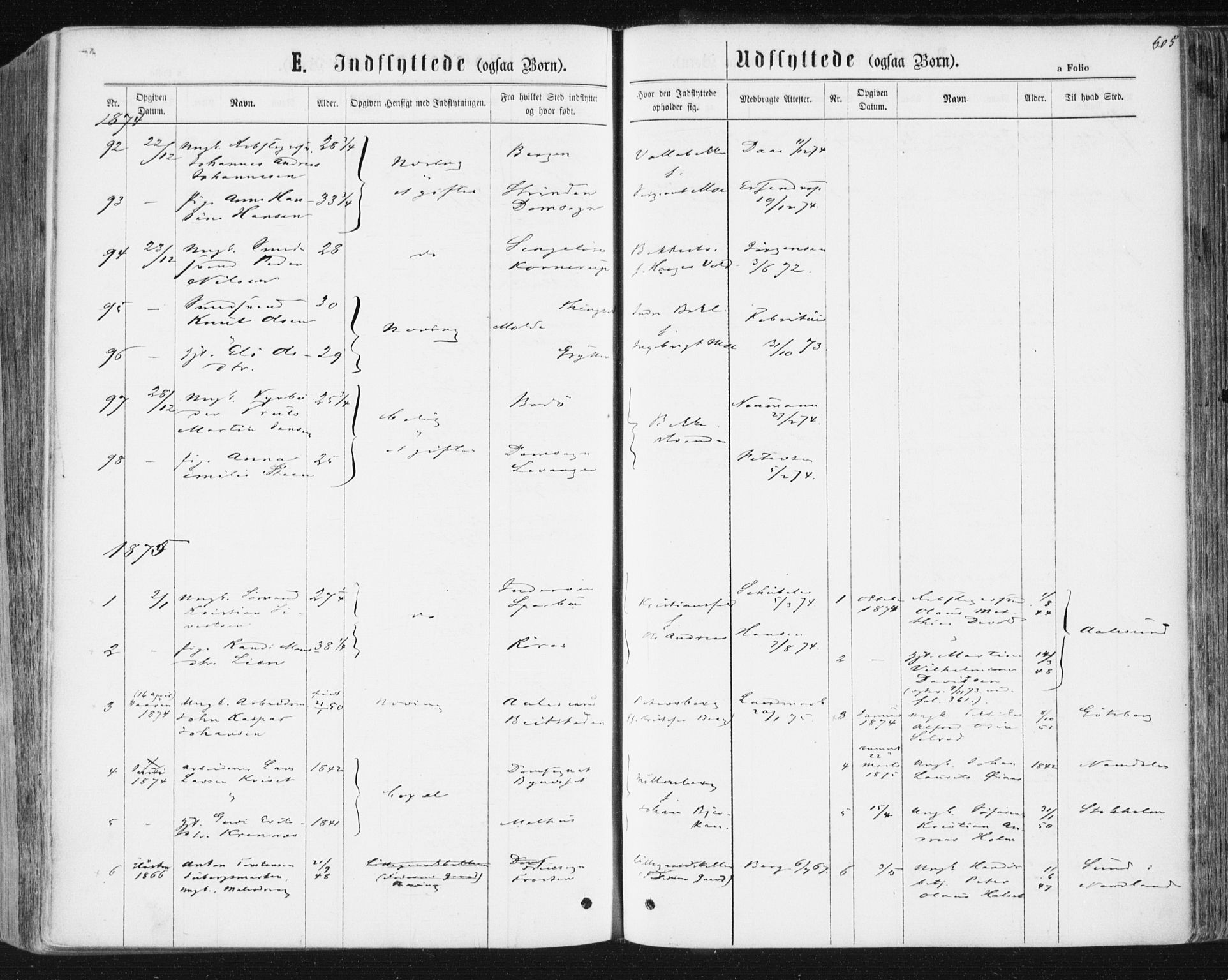 Ministerialprotokoller, klokkerbøker og fødselsregistre - Sør-Trøndelag, SAT/A-1456/604/L0186: Parish register (official) no. 604A07, 1866-1877, p. 605