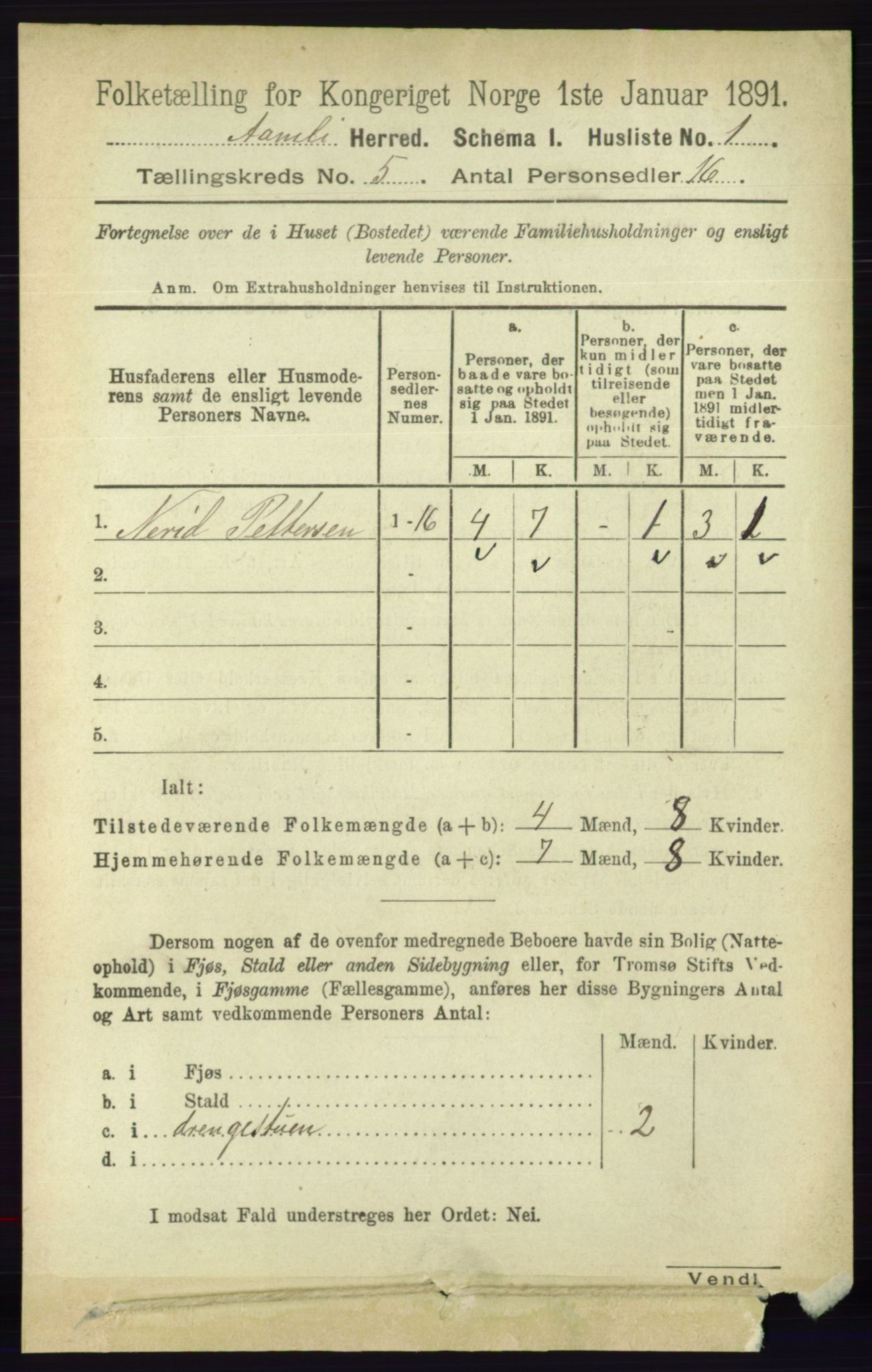 RA, 1891 census for 0929 Åmli, 1891, p. 646