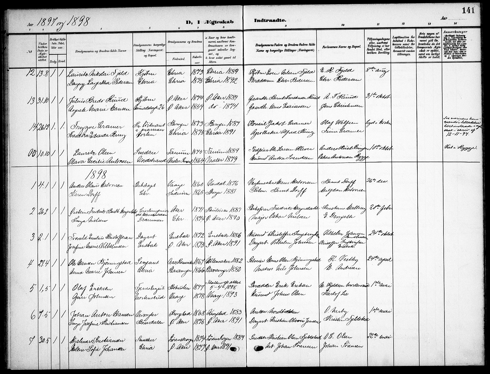 Nordstrand prestekontor Kirkebøker, AV/SAO-A-10362a/F/Fa/L0000: Parish register (official) no.  0, 1881-1900, p. 141