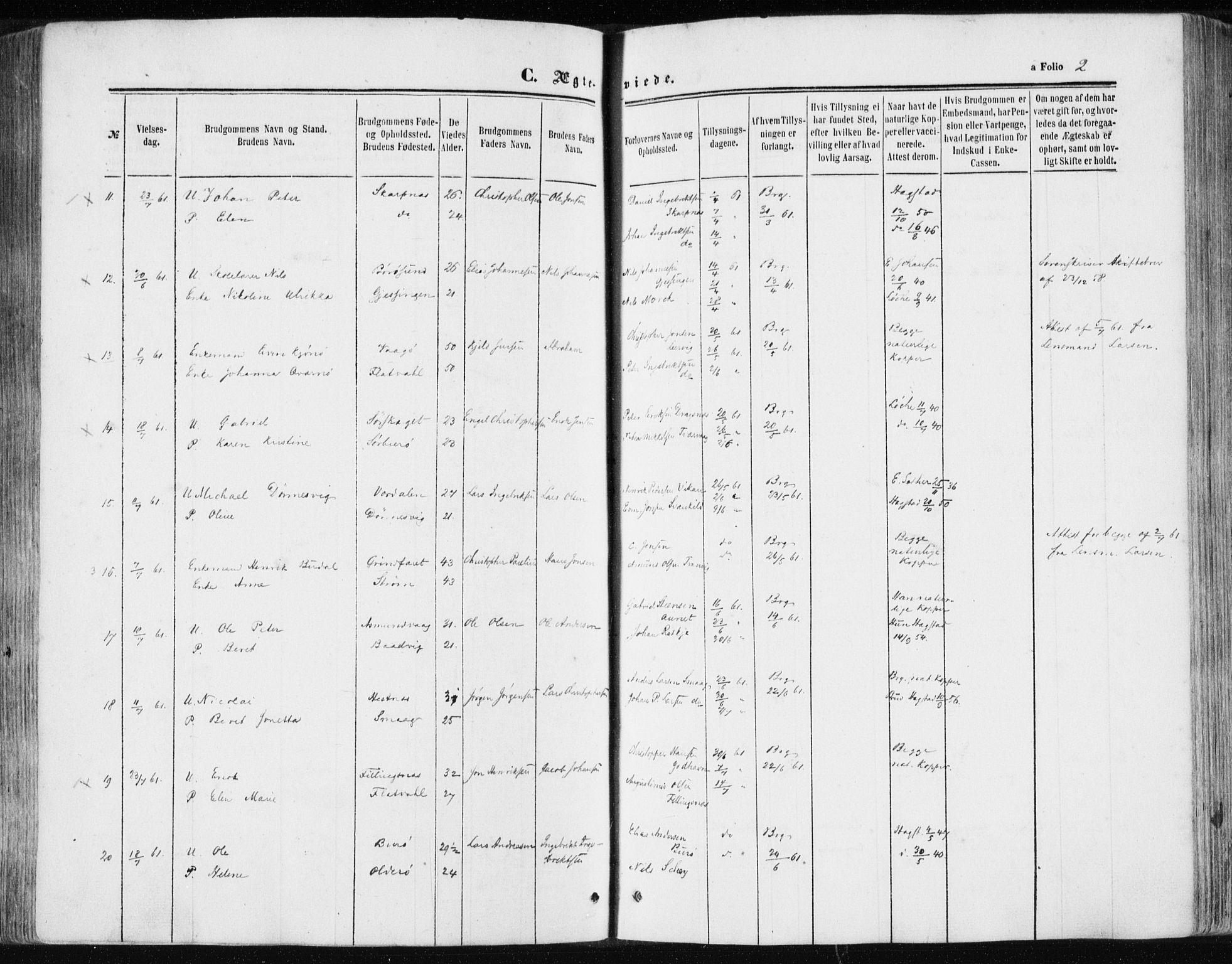 Ministerialprotokoller, klokkerbøker og fødselsregistre - Sør-Trøndelag, SAT/A-1456/634/L0531: Parish register (official) no. 634A07, 1861-1870, p. 2