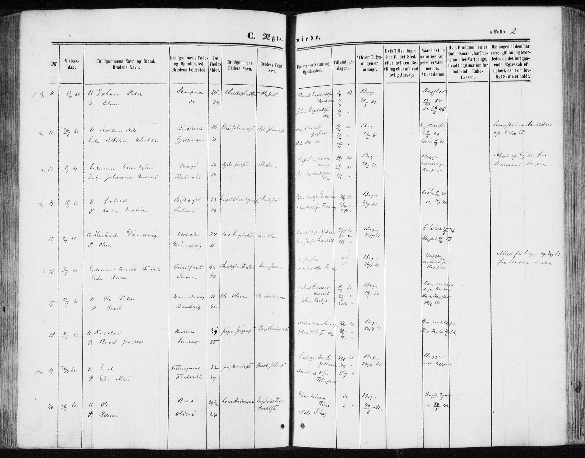 Ministerialprotokoller, klokkerbøker og fødselsregistre - Sør-Trøndelag, AV/SAT-A-1456/634/L0531: Parish register (official) no. 634A07, 1861-1870, p. 2