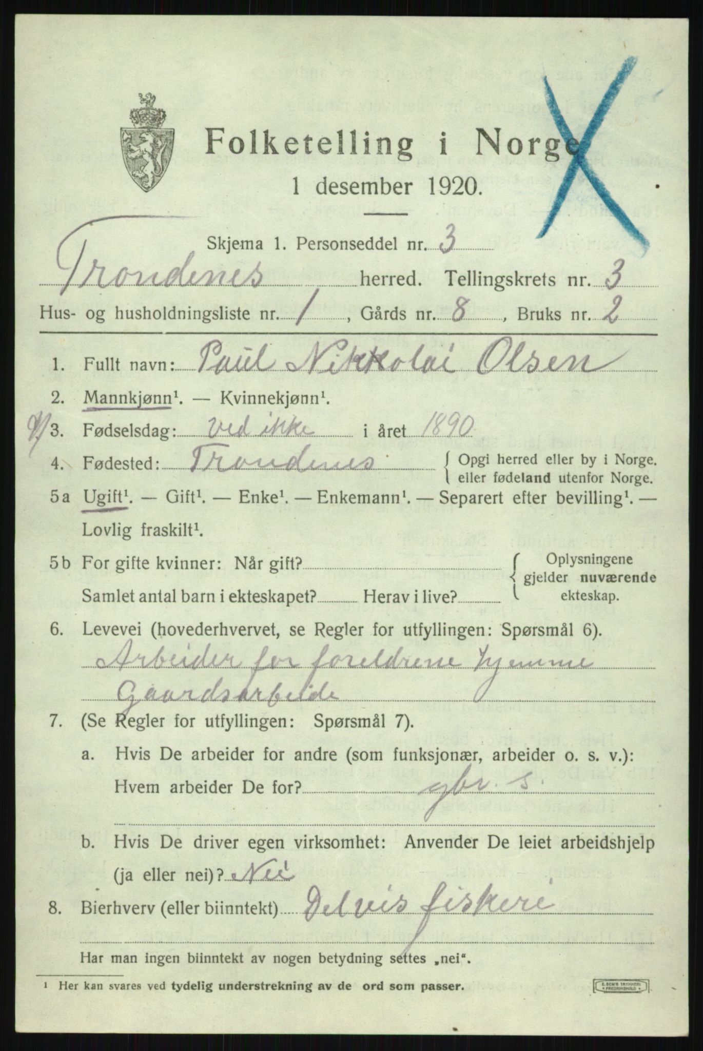 SATØ, 1920 census for Trondenes, 1920, p. 4397