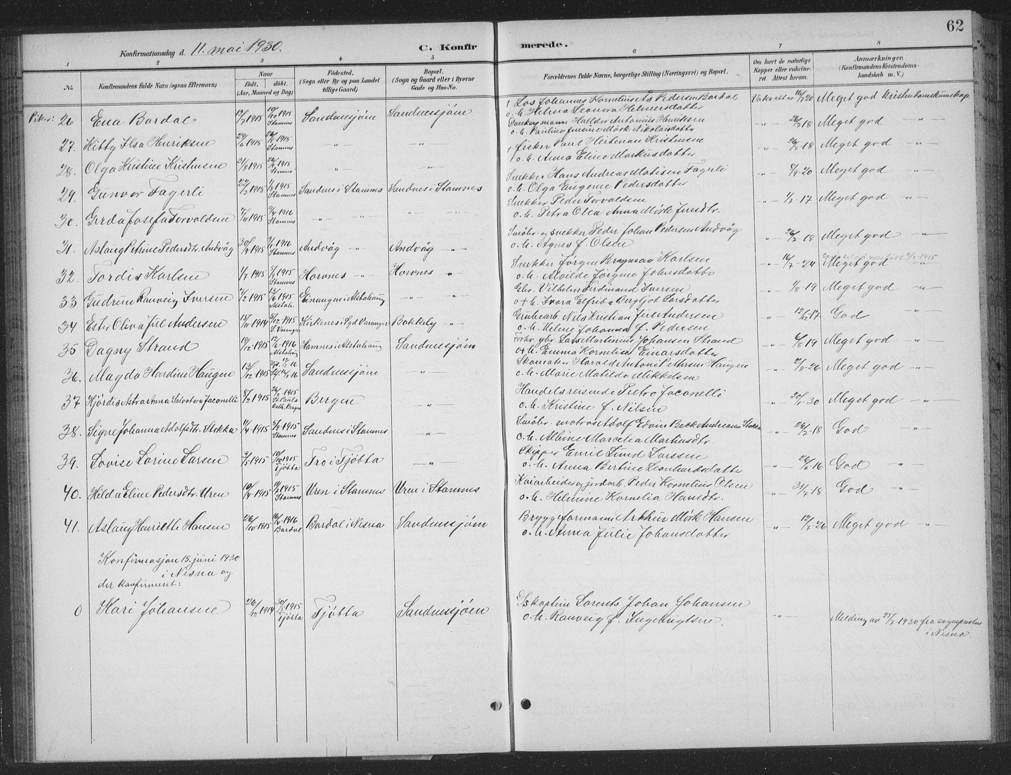 Ministerialprotokoller, klokkerbøker og fødselsregistre - Nordland, AV/SAT-A-1459/831/L0479: Parish register (copy) no. 831C06, 1897-1936, p. 62