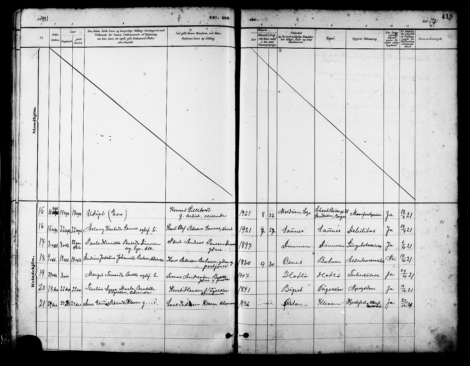 Ministerialprotokoller, klokkerbøker og fødselsregistre - Møre og Romsdal, SAT/A-1454/509/L0112: Parish register (copy) no. 509C02, 1883-1922, p. 418