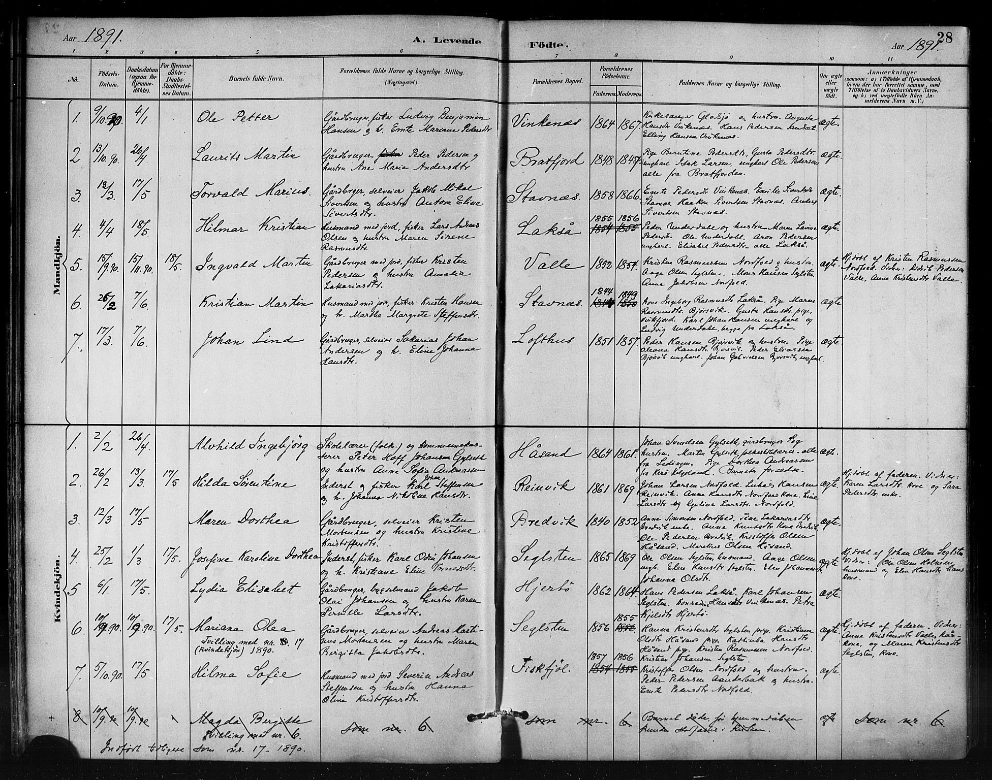 Ministerialprotokoller, klokkerbøker og fødselsregistre - Nordland, AV/SAT-A-1459/858/L0831: Parish register (official) no. 858A01, 1884-1902, p. 28