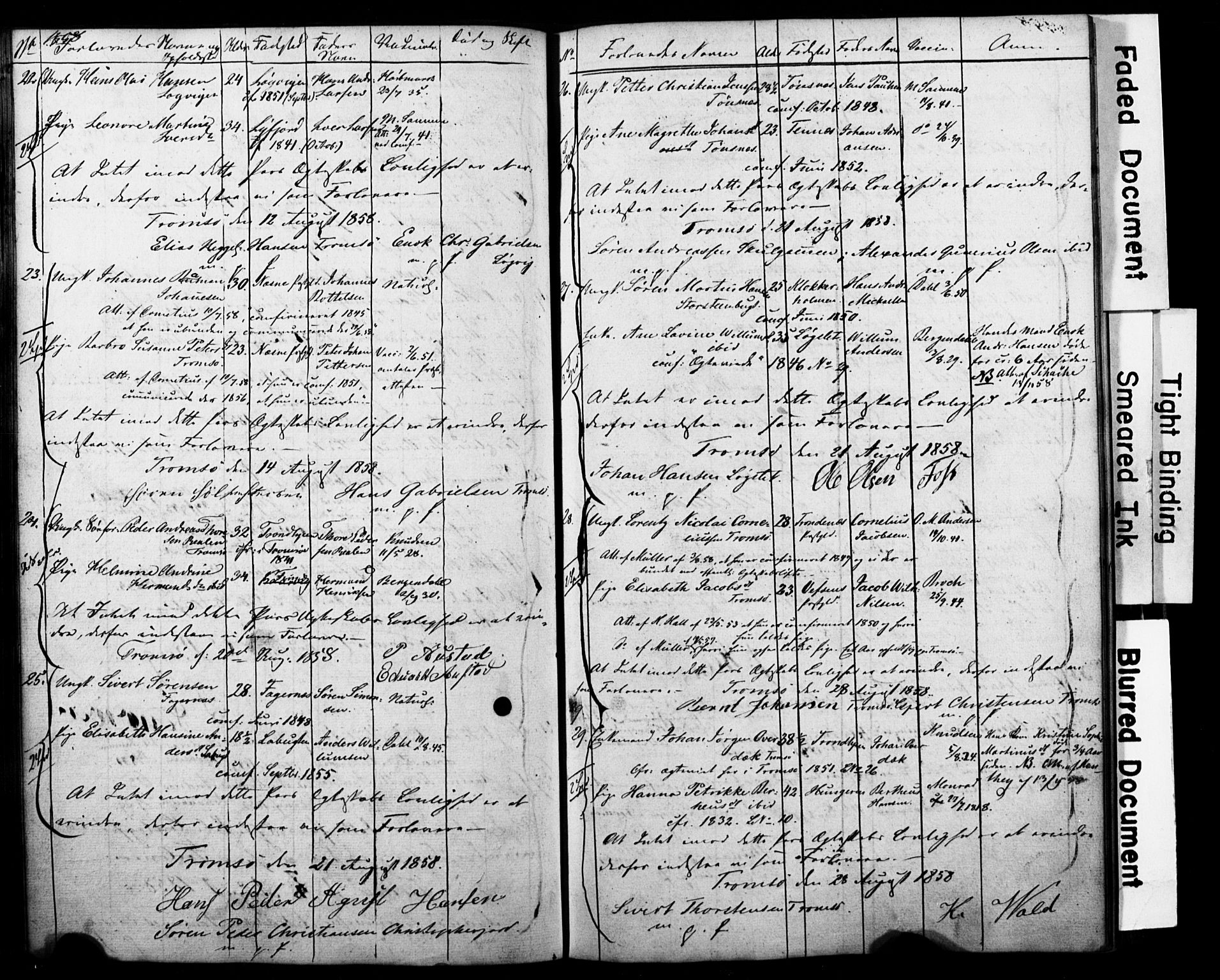 Tromsø sokneprestkontor/stiftsprosti/domprosti, SATØ/S-1343/H/Hc/L0097: Banns register no. 3, 1851-1872