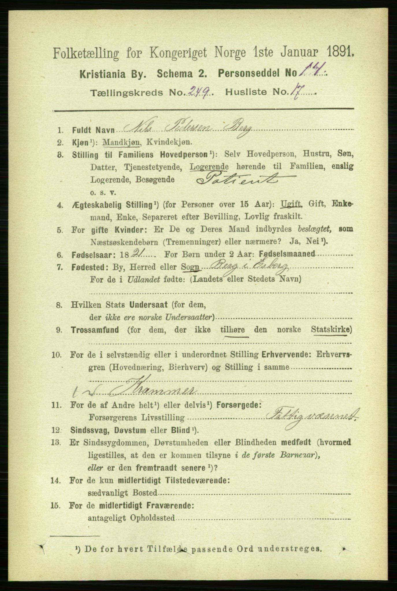 RA, 1891 census for 0301 Kristiania, 1891, p. 152665