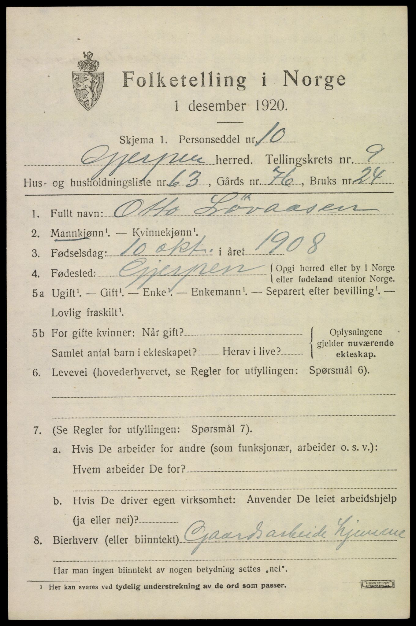 SAKO, 1920 census for Gjerpen, 1920, p. 11476