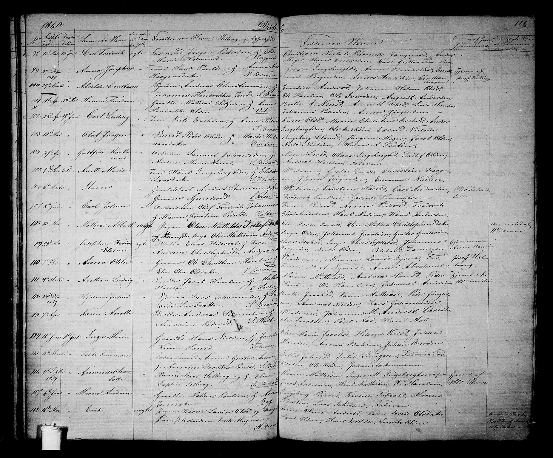 Borre kirkebøker, AV/SAKO-A-338/G/Ga/L0002: Parish register (copy) no. I 2, 1852-1871, p. 116