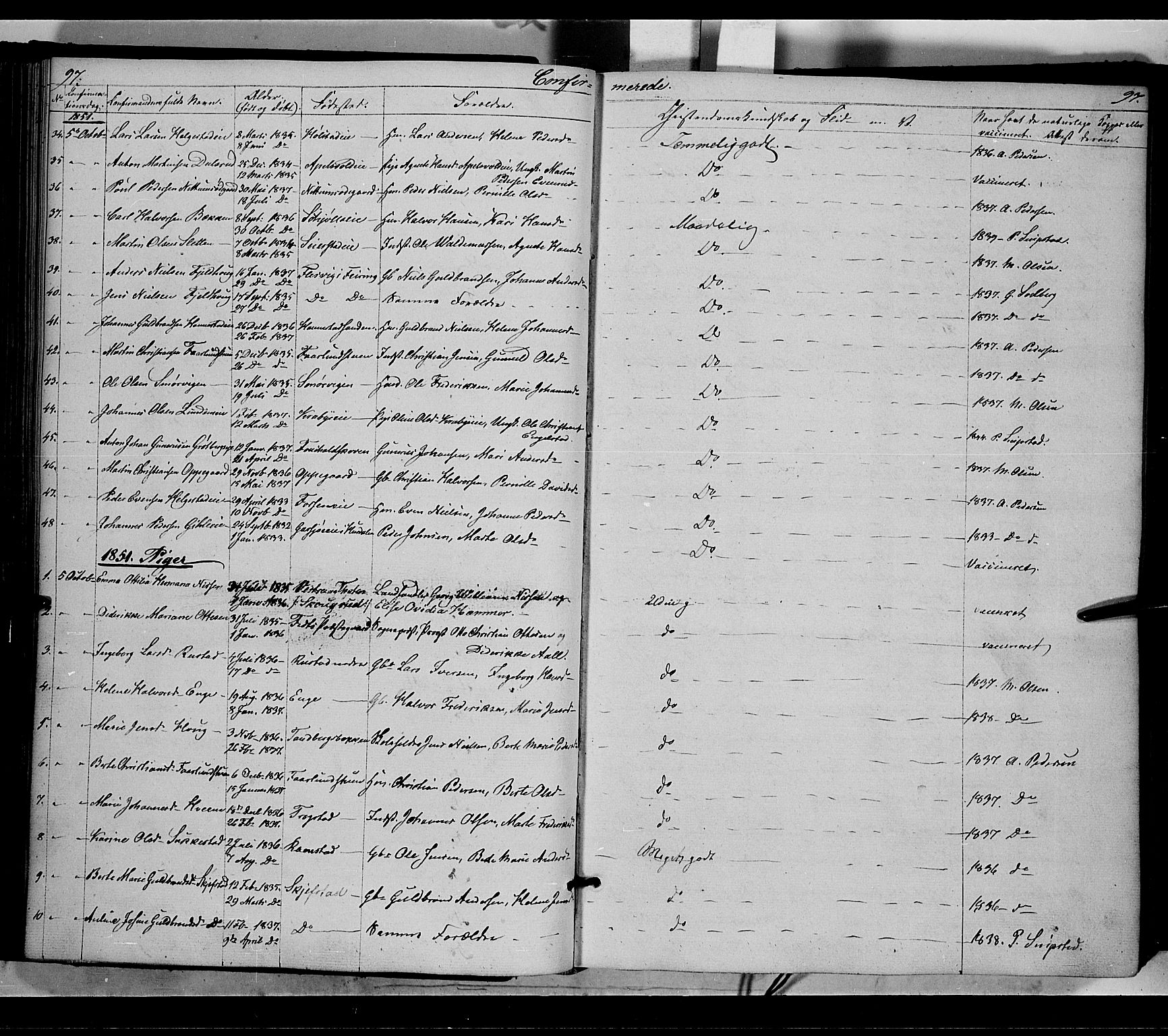 Østre Toten prestekontor, AV/SAH-PREST-104/H/Ha/Haa/L0003: Parish register (official) no. 3, 1848-1856, p. 97