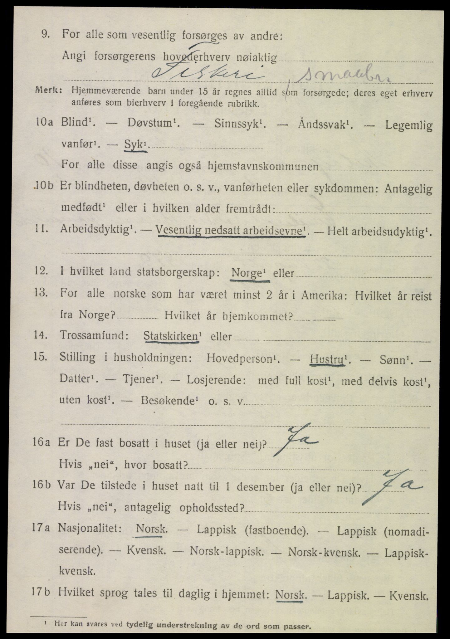 SAT, 1920 census for Meløy, 1920, p. 5170