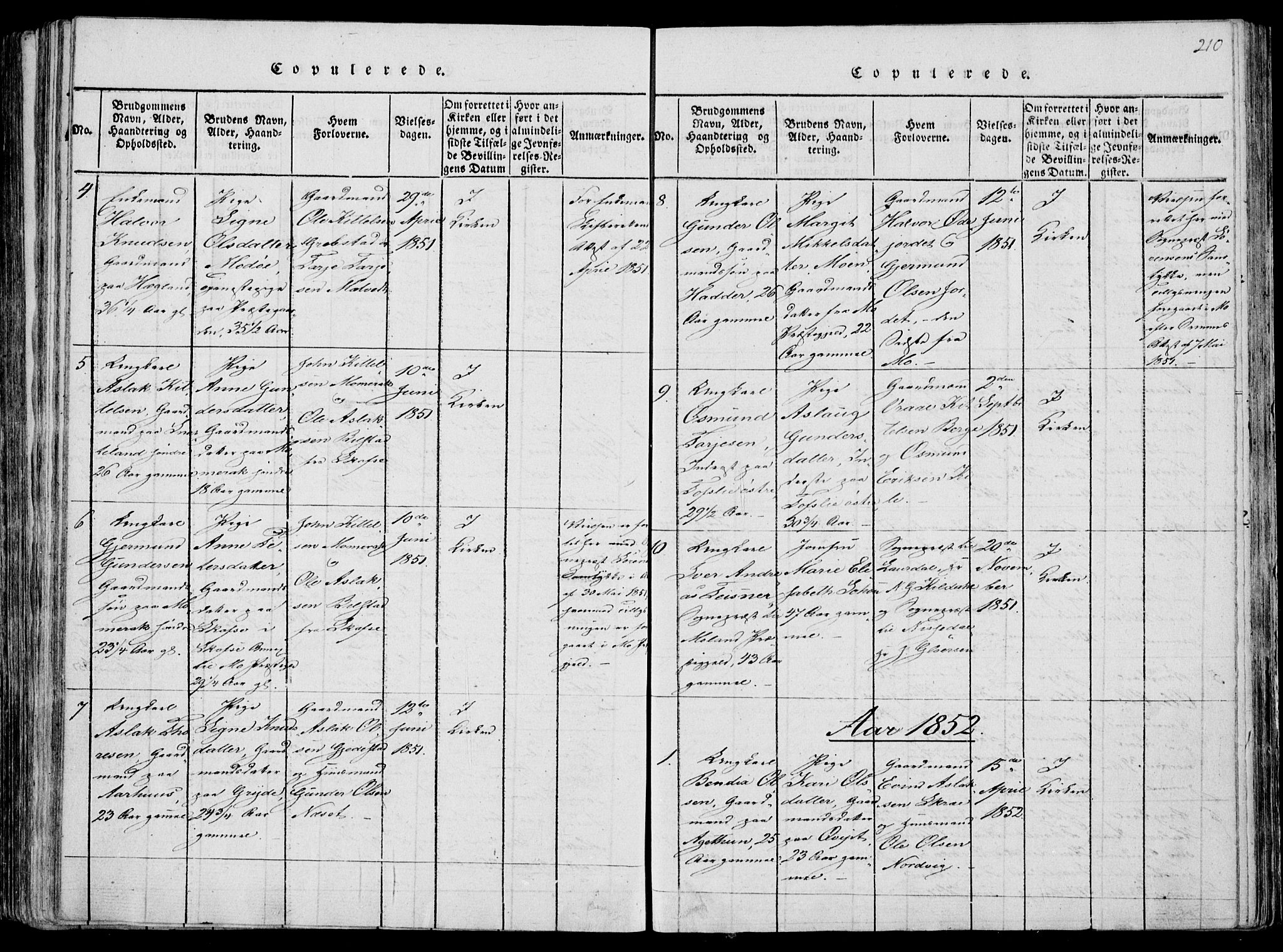 Fyresdal kirkebøker, SAKO/A-263/F/Fa/L0004: Parish register (official) no. I 4, 1815-1854, p. 210