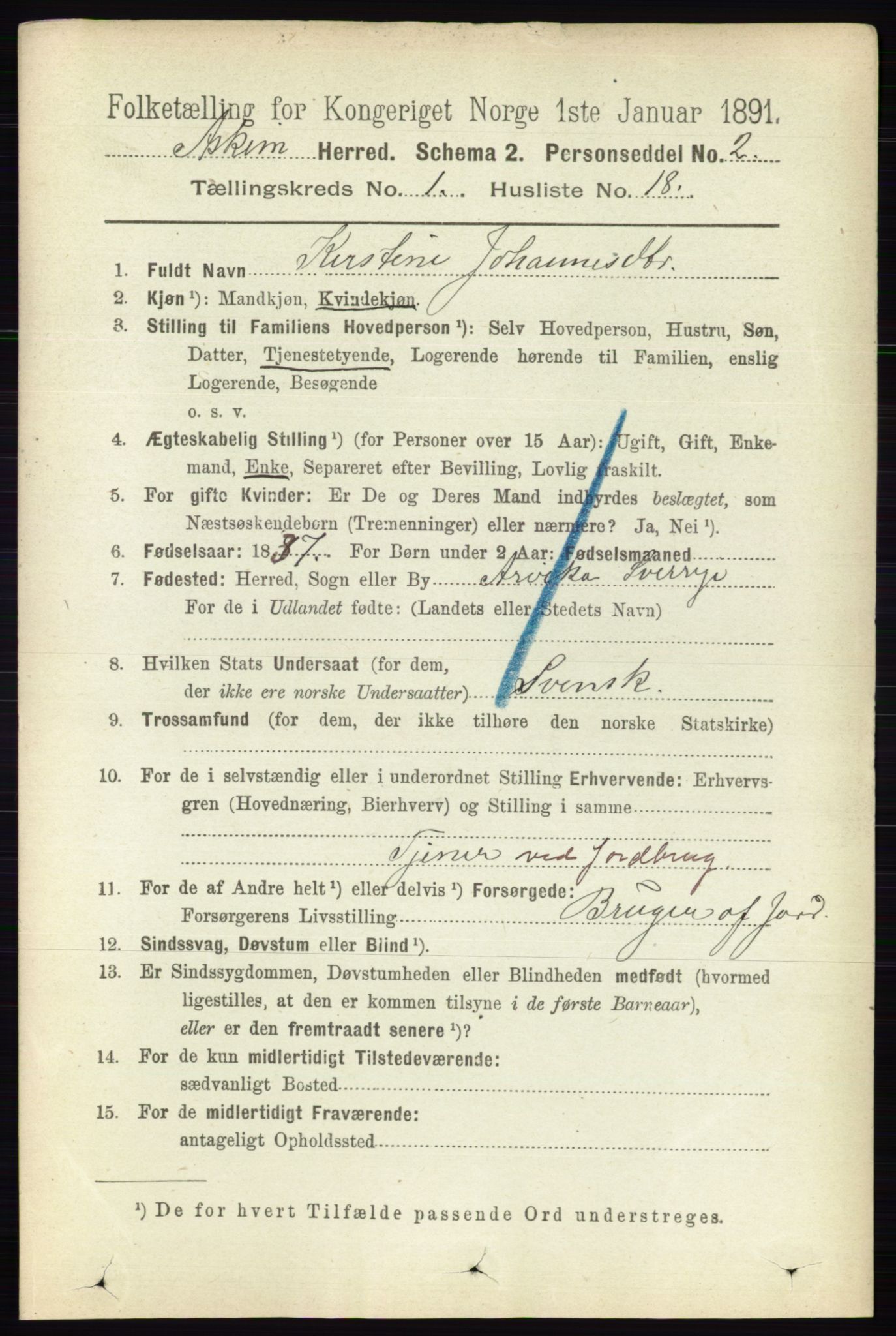 RA, 1891 census for 0124 Askim, 1891, p. 198