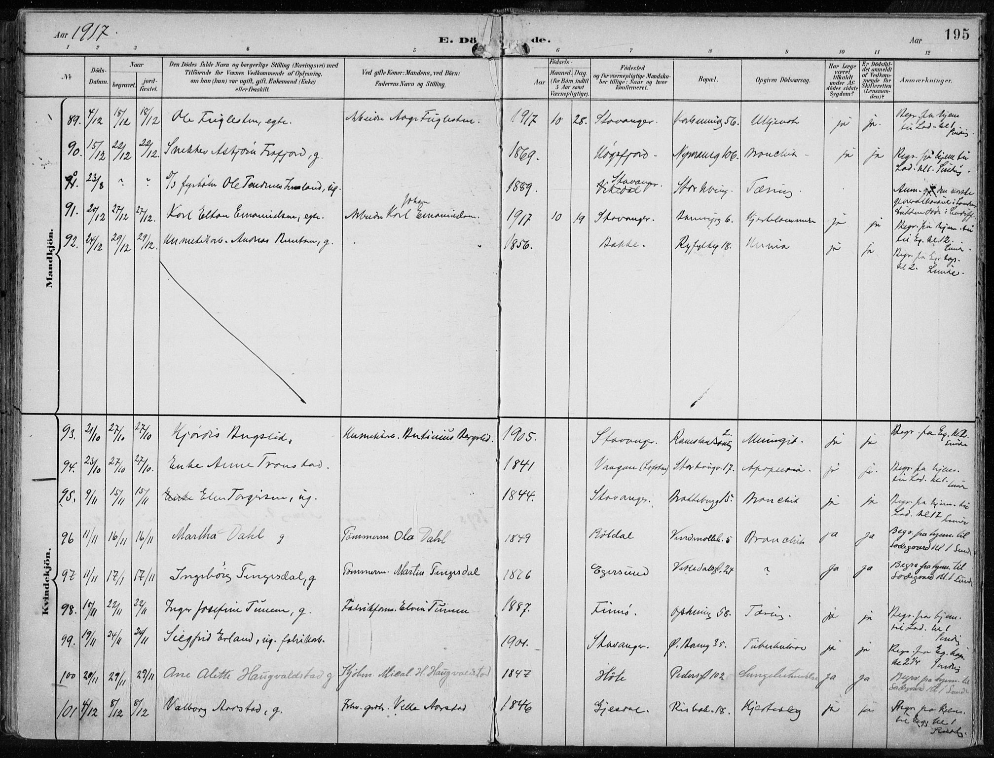 St. Johannes sokneprestkontor, AV/SAST-A-101814/001/30/30BA/L0005: Parish register (official) no. A 5, 1898-1919, p. 195