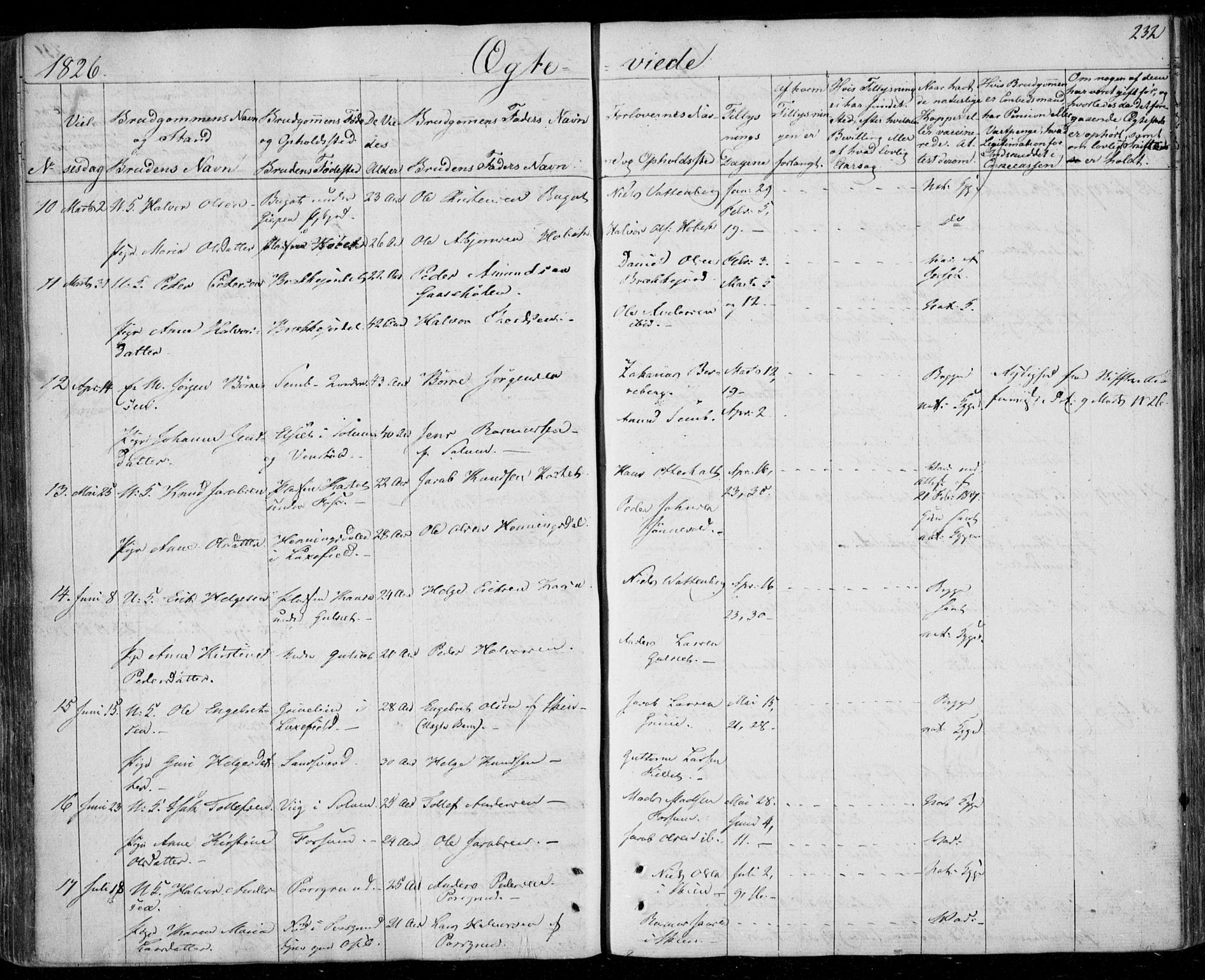 Gjerpen kirkebøker, AV/SAKO-A-265/F/Fa/L0005: Parish register (official) no. I 5, 1823-1829, p. 232