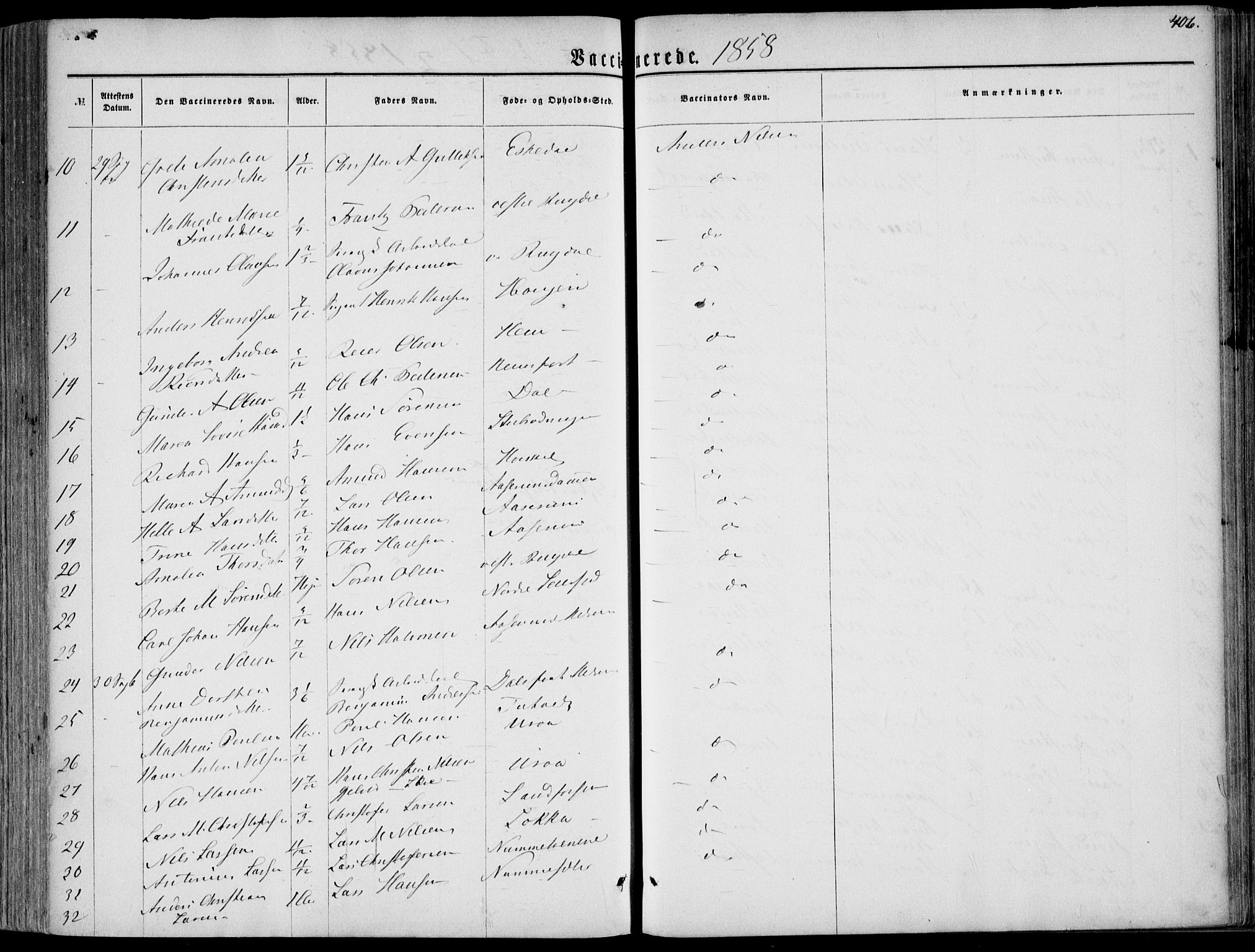 Hedrum kirkebøker, SAKO/A-344/F/Fa/L0007: Parish register (official) no. I 7, 1857-1868, p. 406