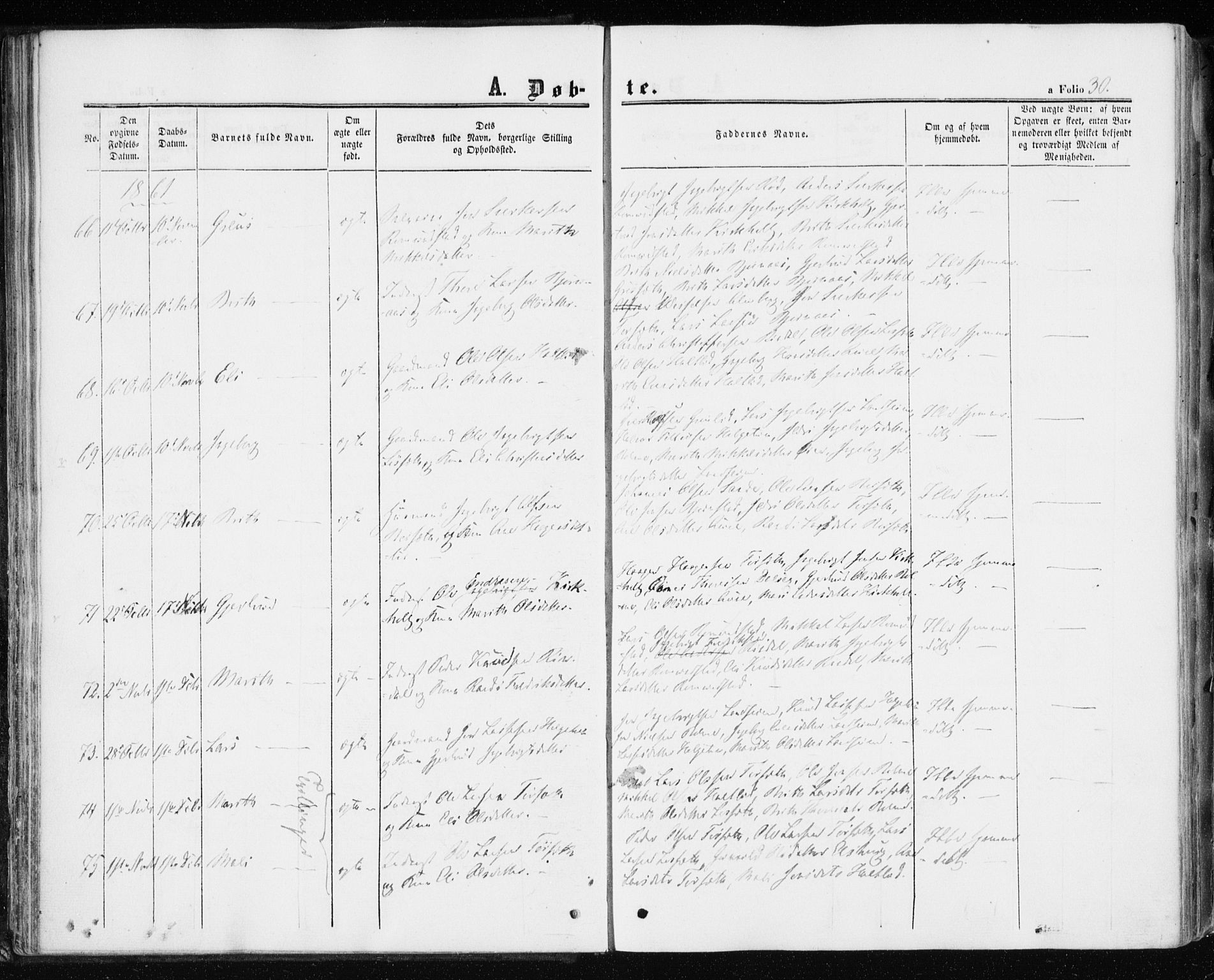 Ministerialprotokoller, klokkerbøker og fødselsregistre - Møre og Romsdal, AV/SAT-A-1454/598/L1067: Parish register (official) no. 598A01, 1858-1871, p. 30