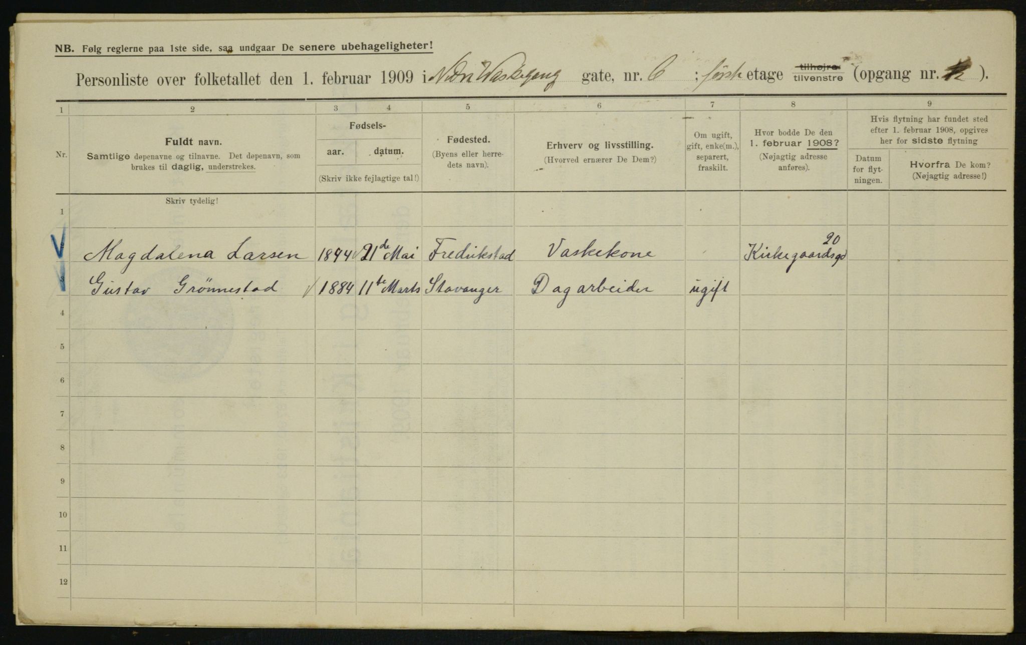 OBA, Municipal Census 1909 for Kristiania, 1909, p. 63042