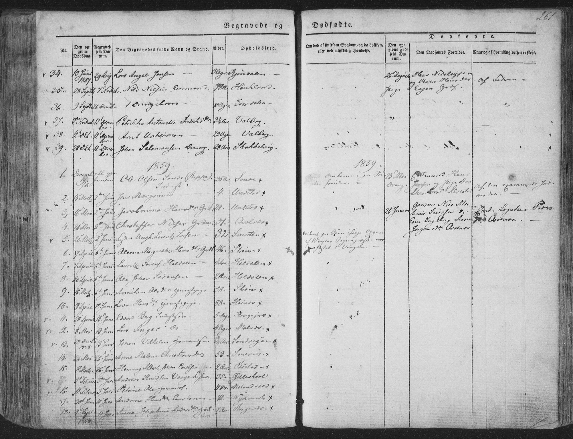 Ministerialprotokoller, klokkerbøker og fødselsregistre - Nordland, AV/SAT-A-1459/880/L1131: Parish register (official) no. 880A05, 1844-1868, p. 261