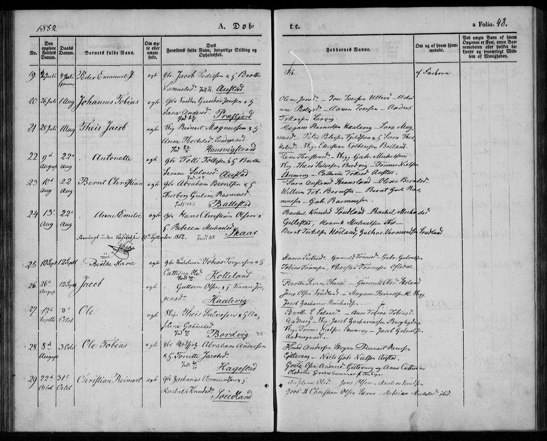 Lyngdal sokneprestkontor, AV/SAK-1111-0029/F/Fa/Faa/L0001: Parish register (official) no. A 1, 1837-1857, p. 48