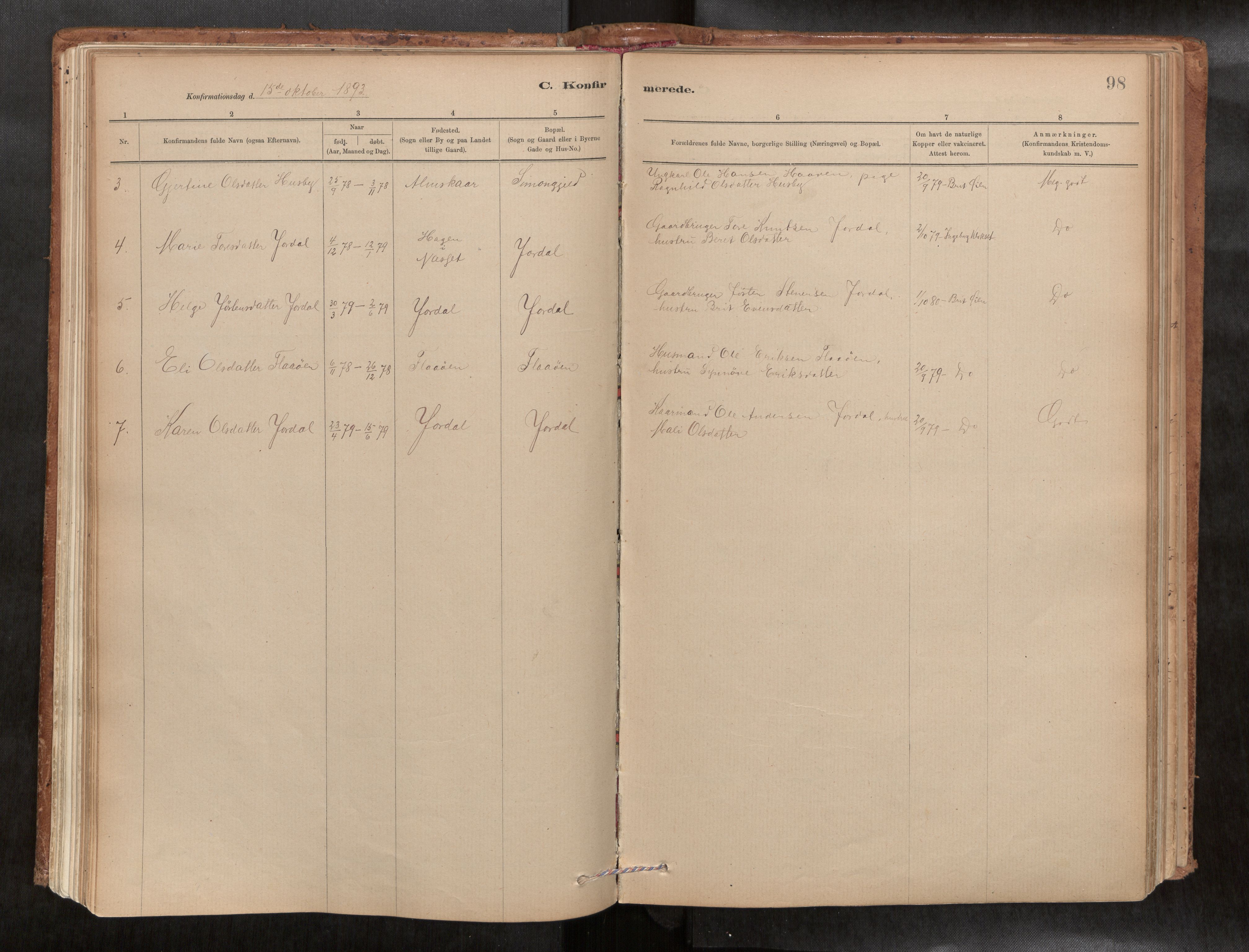 Ministerialprotokoller, klokkerbøker og fødselsregistre - Møre og Romsdal, AV/SAT-A-1454/588/L1006: Parish register (official) no. 588A03, 1886-1912, p. 98