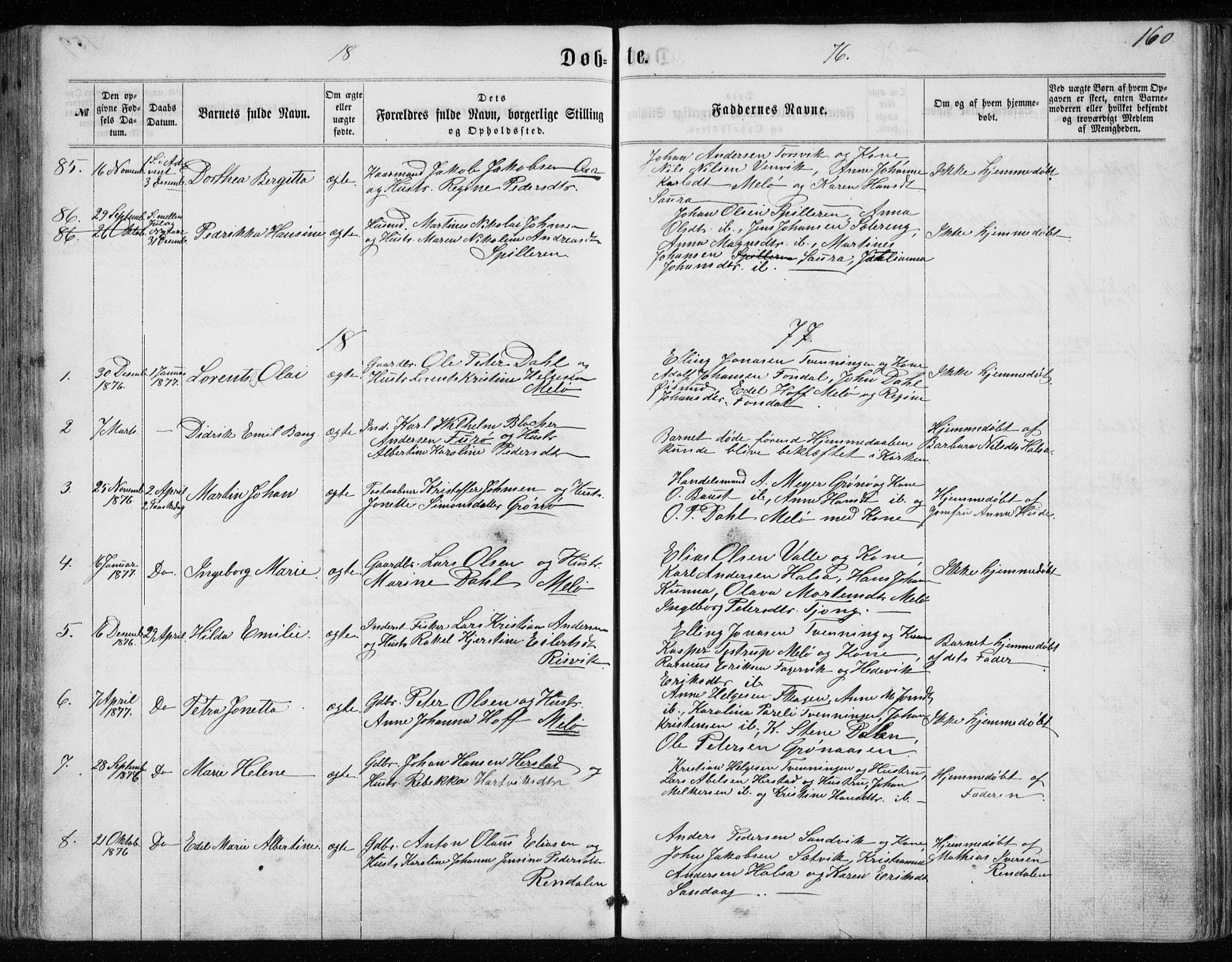 Ministerialprotokoller, klokkerbøker og fødselsregistre - Nordland, SAT/A-1459/843/L0634: Parish register (copy) no. 843C03, 1860-1884, p. 160