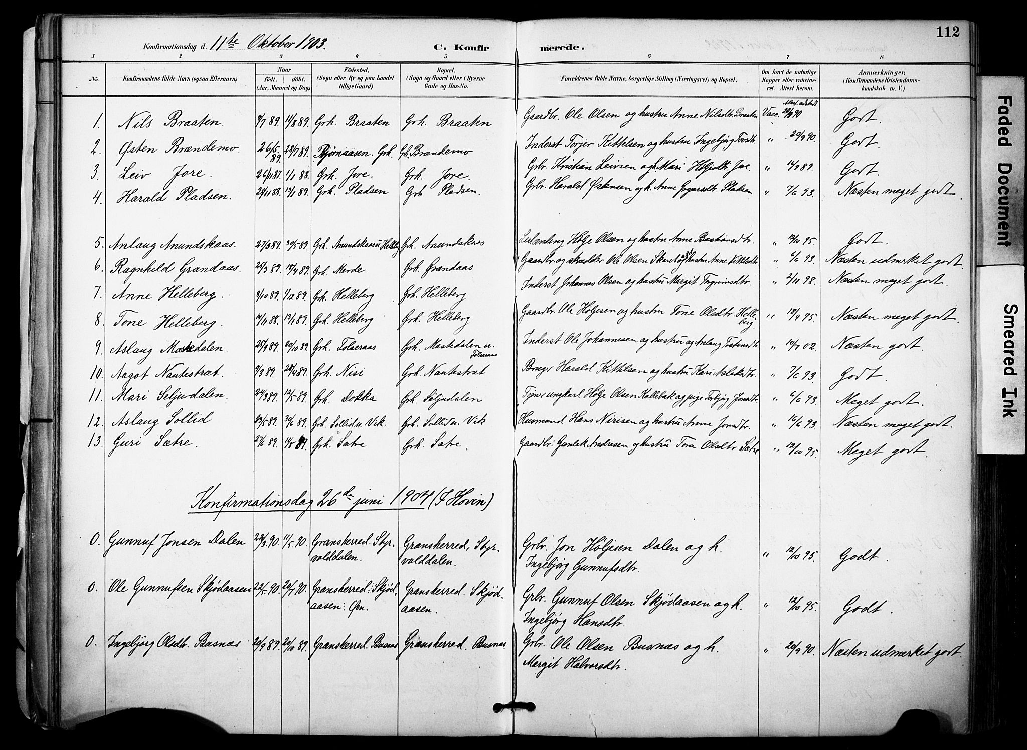 Gransherad kirkebøker, AV/SAKO-A-267/F/Fa/L0005: Parish register (official) no. I 5, 1887-1916, p. 112